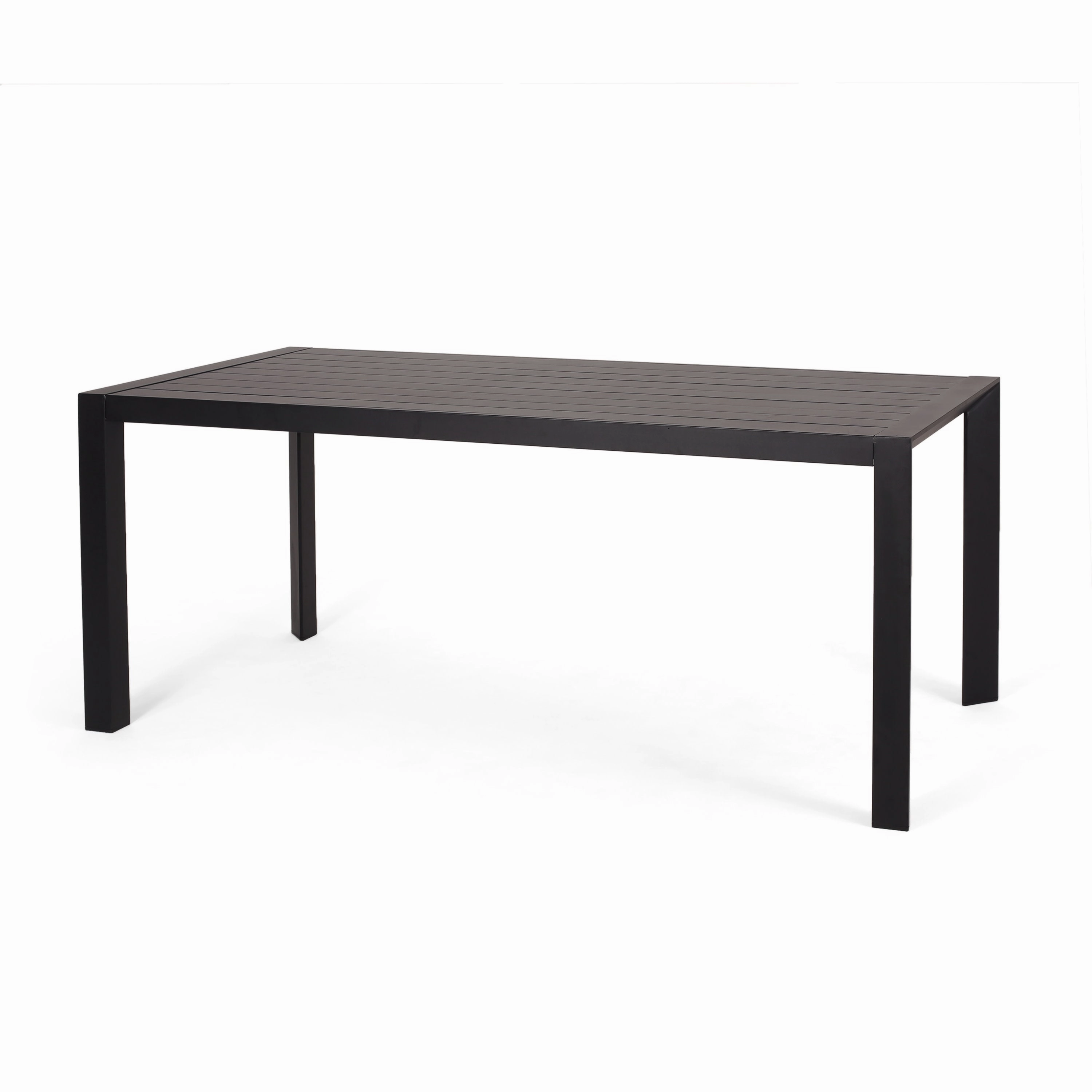 Bellomy Outdoor Aluminum Dining Table, Black outdoor lounge chair, patio sofa