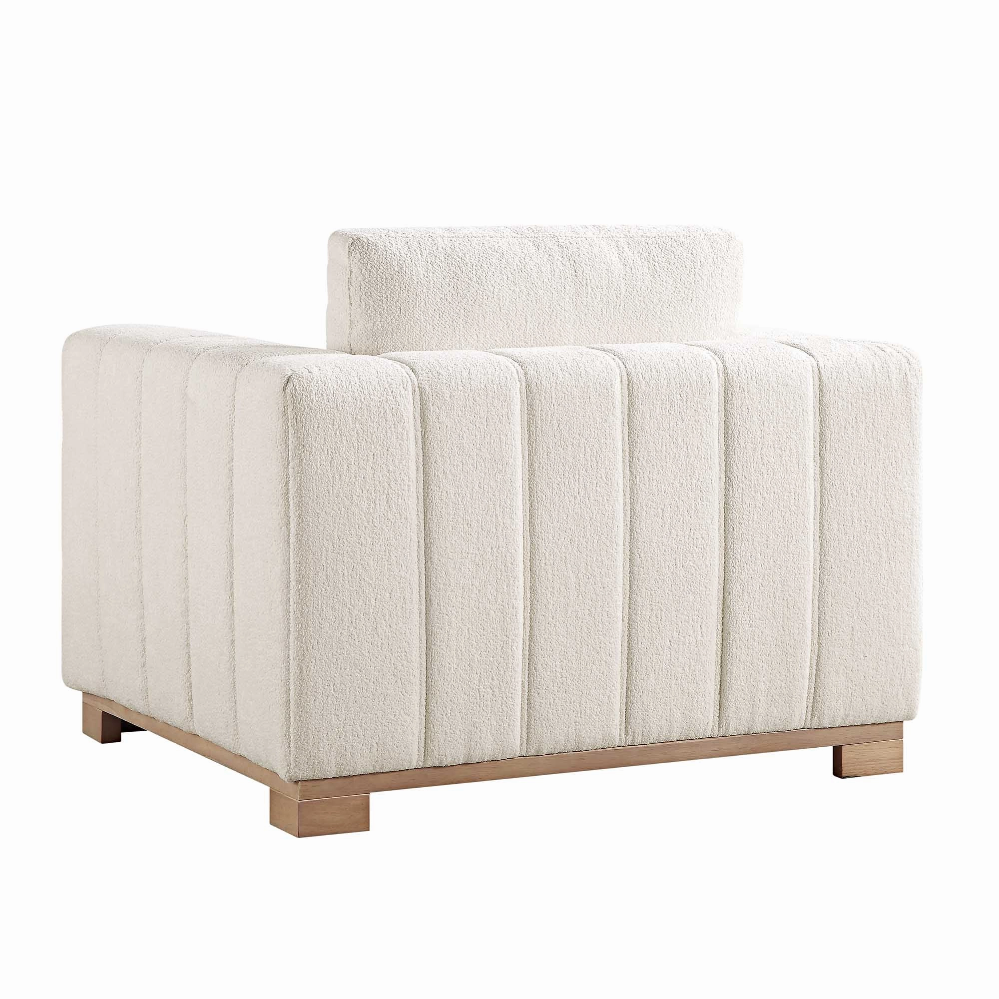 Belsize Beige Boucle Sofa with Wooden Base, 1-Seater