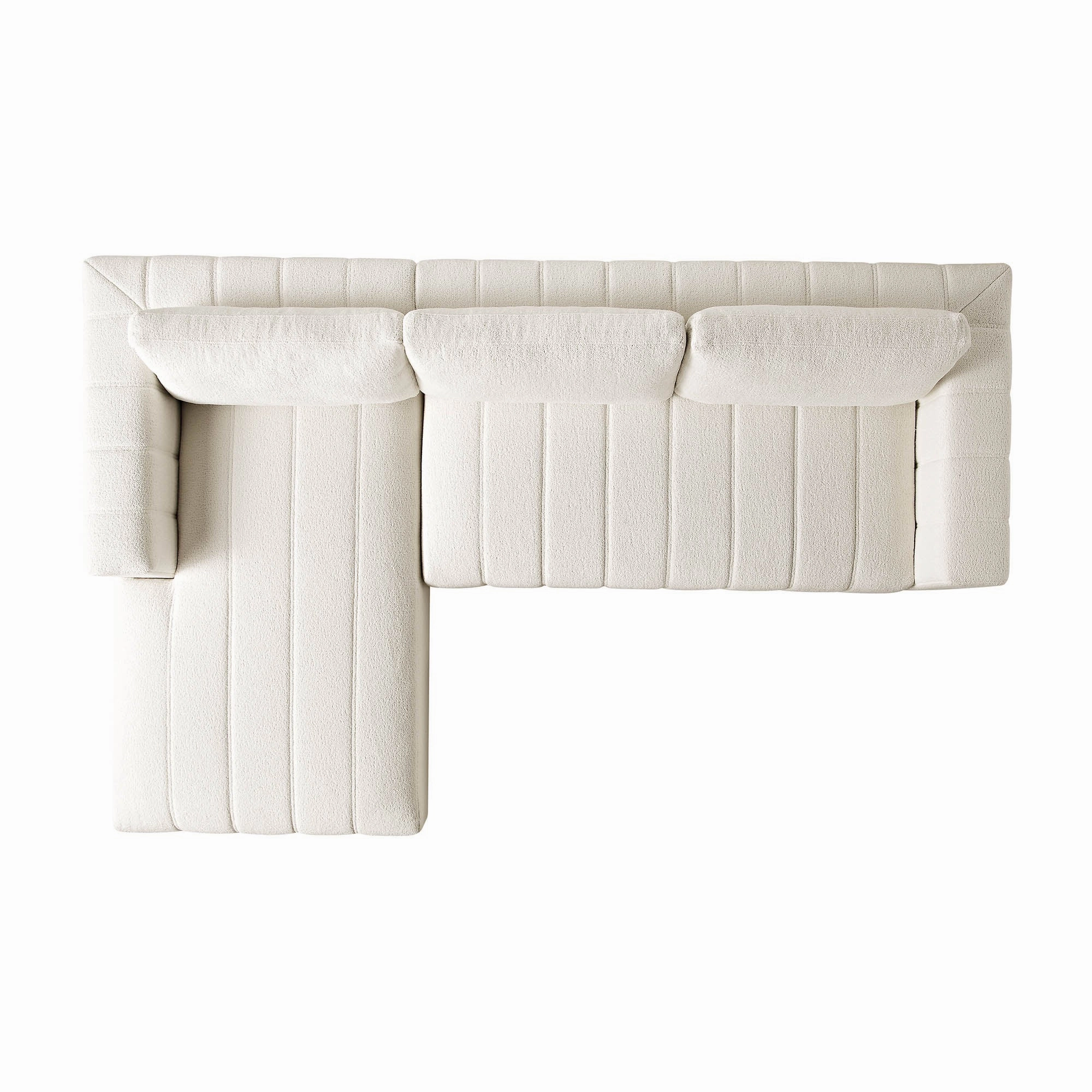 Belsize Beige Boucle Sofa with Wooden Base, Large Chaise Left Hand Facing