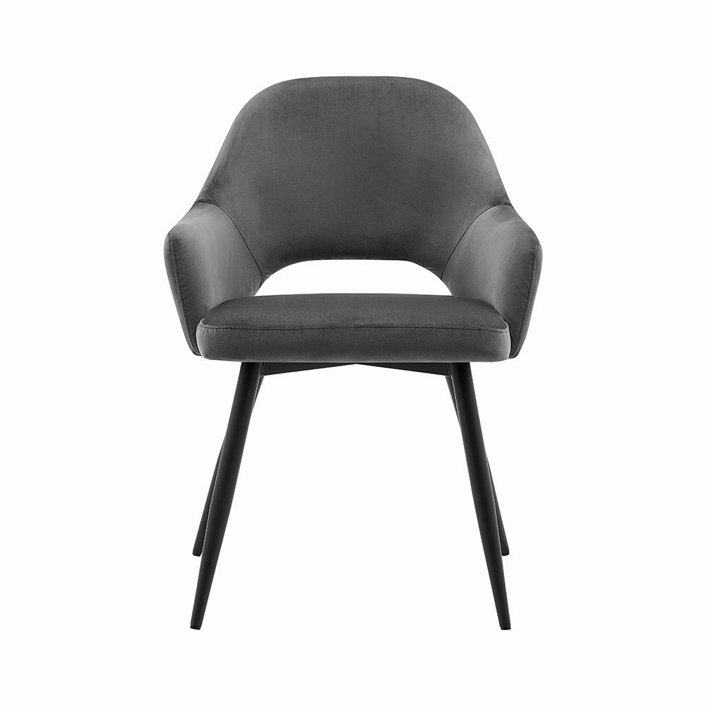 Belvoir Velvet Dining Chair with Metal Legs (Grey Velvet)