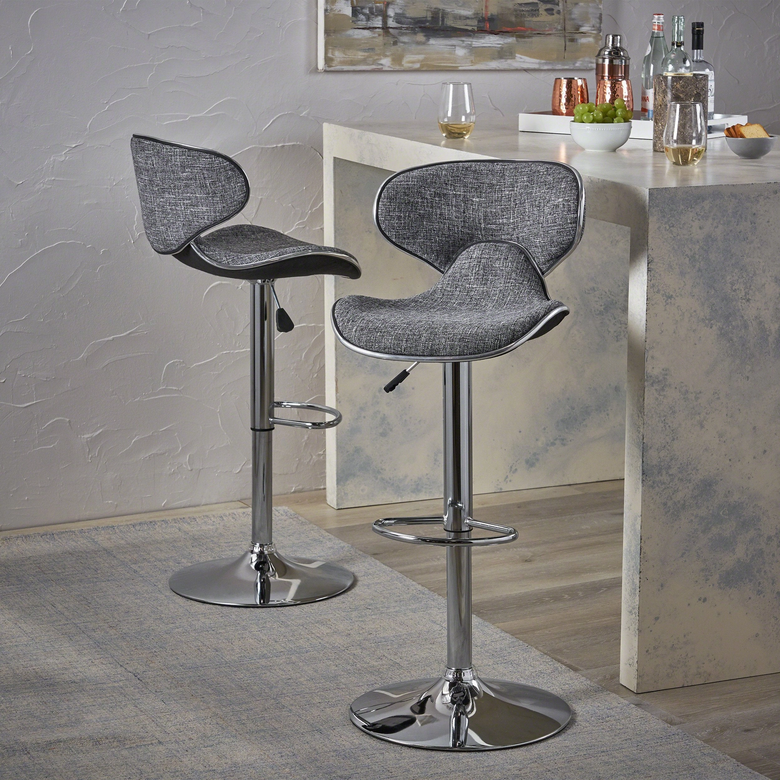 Bentham Modern Adjustable Height 24"-32" Swivel Barstool (Set of 2) - NH780803 kitchen accessories, table linens
