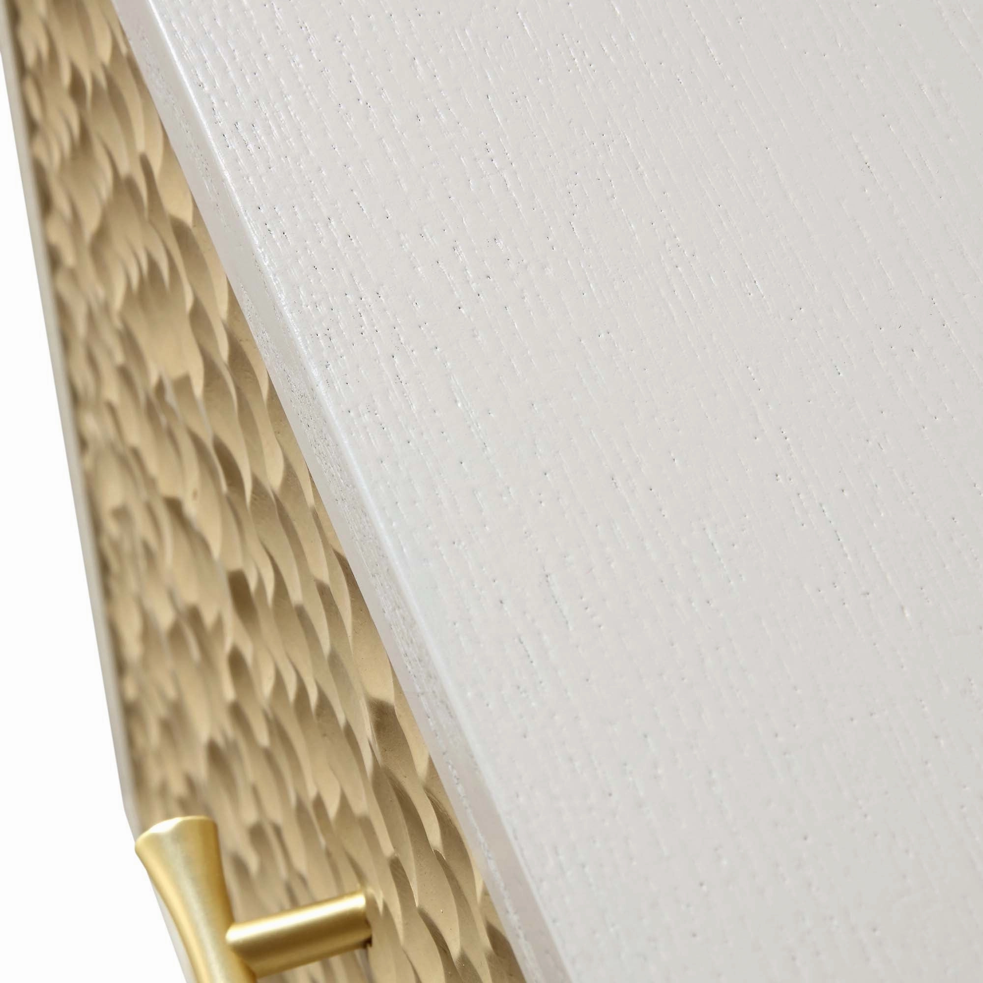 Bianca Chip Carved Bedside Table, Sand Beige & Ivory