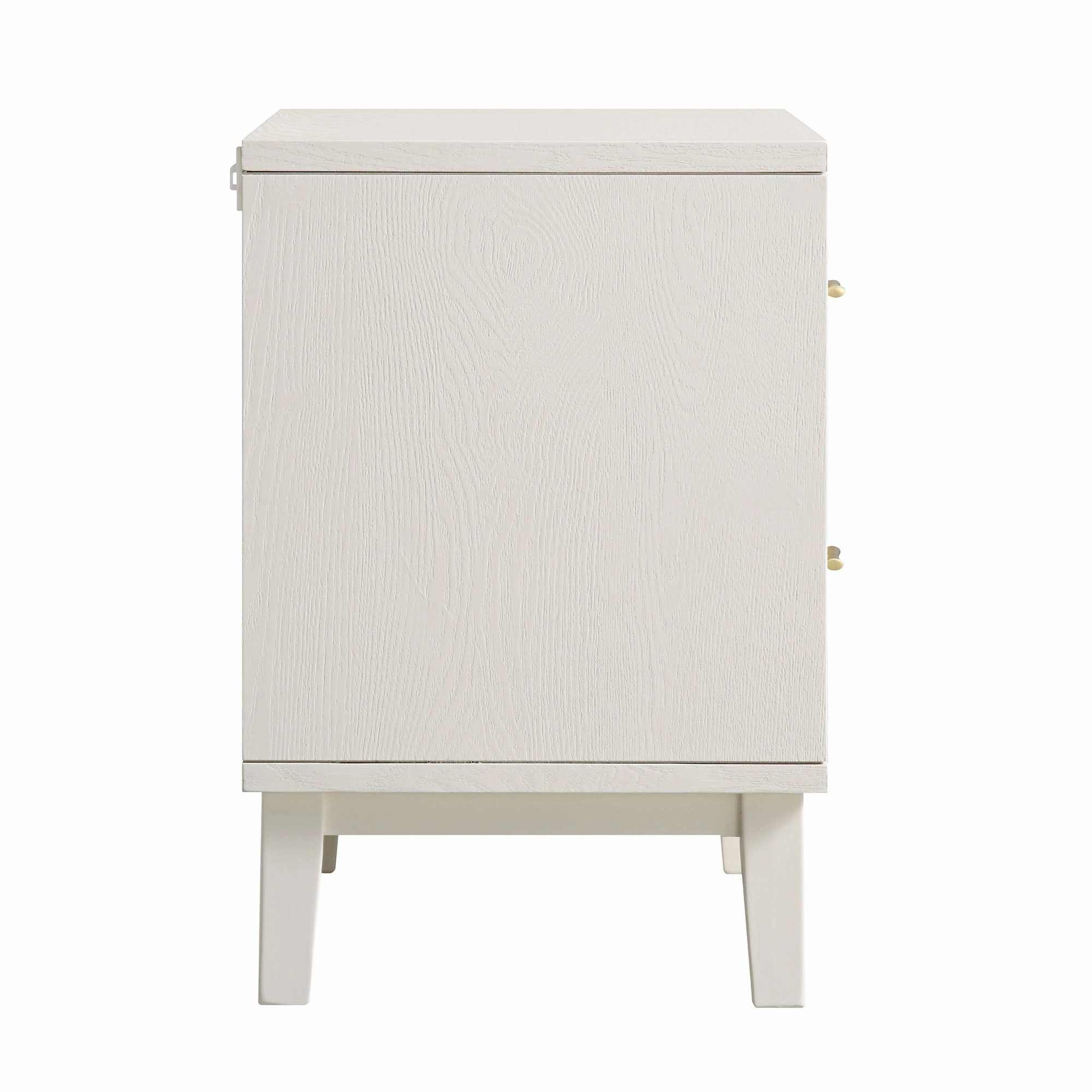 Bianca Chip Carved Bedside Table, Sand Beige & Ivory