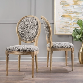 Black and White Patterned Fabric Dining Chair (Set of 2) - NH752003 kitchen accessories, table linens