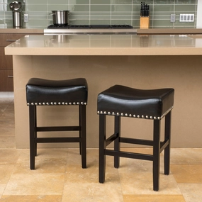 Black Bonded Leather Backless 26-Inch Counter Stool (Set of 2) - NH699592 kitchen accessories, table linens