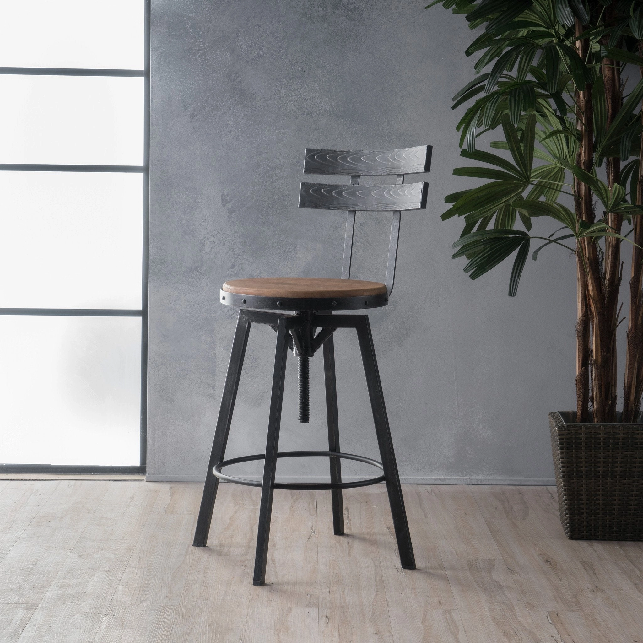 Black Brush Silver Firwood Adjustable Barstool - NH429992 kitchen accessories, table linens