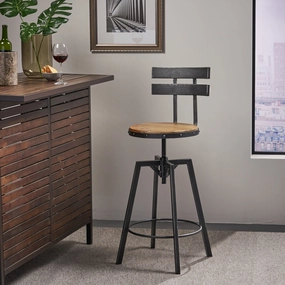Black Brush Silver Firwood Smooth Back Adjustable Bar Stool - NH339992 kitchen accessories, table linens
