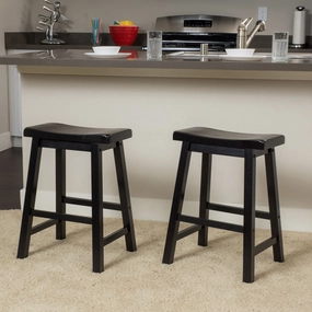 Black Saddle Wood 24-Inch Counter Stool (Set of 2) - NH190692 kitchen accessories, table linens