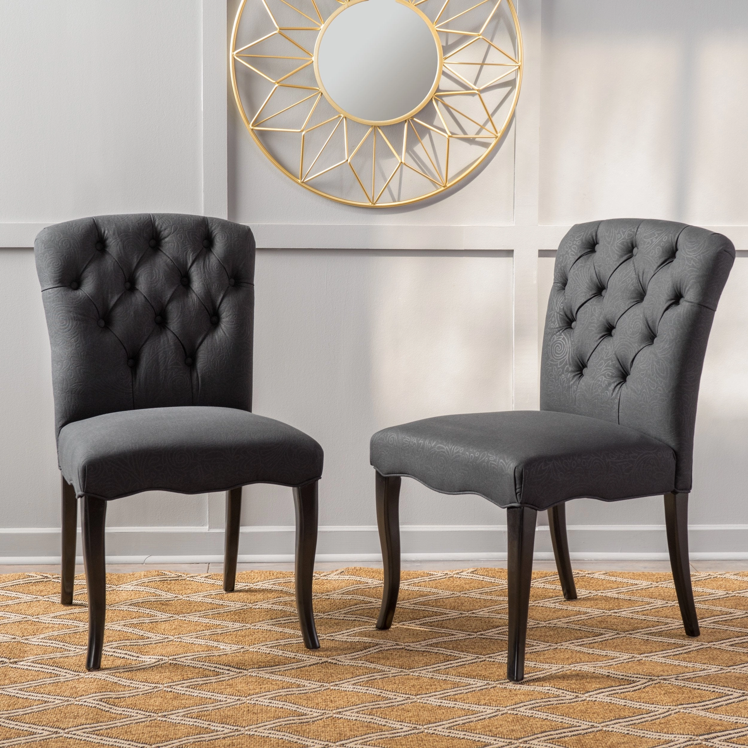 Black Scroll Fabric Dining Chairs (Set of 2) - NH635592 kitchen accessories, table linens