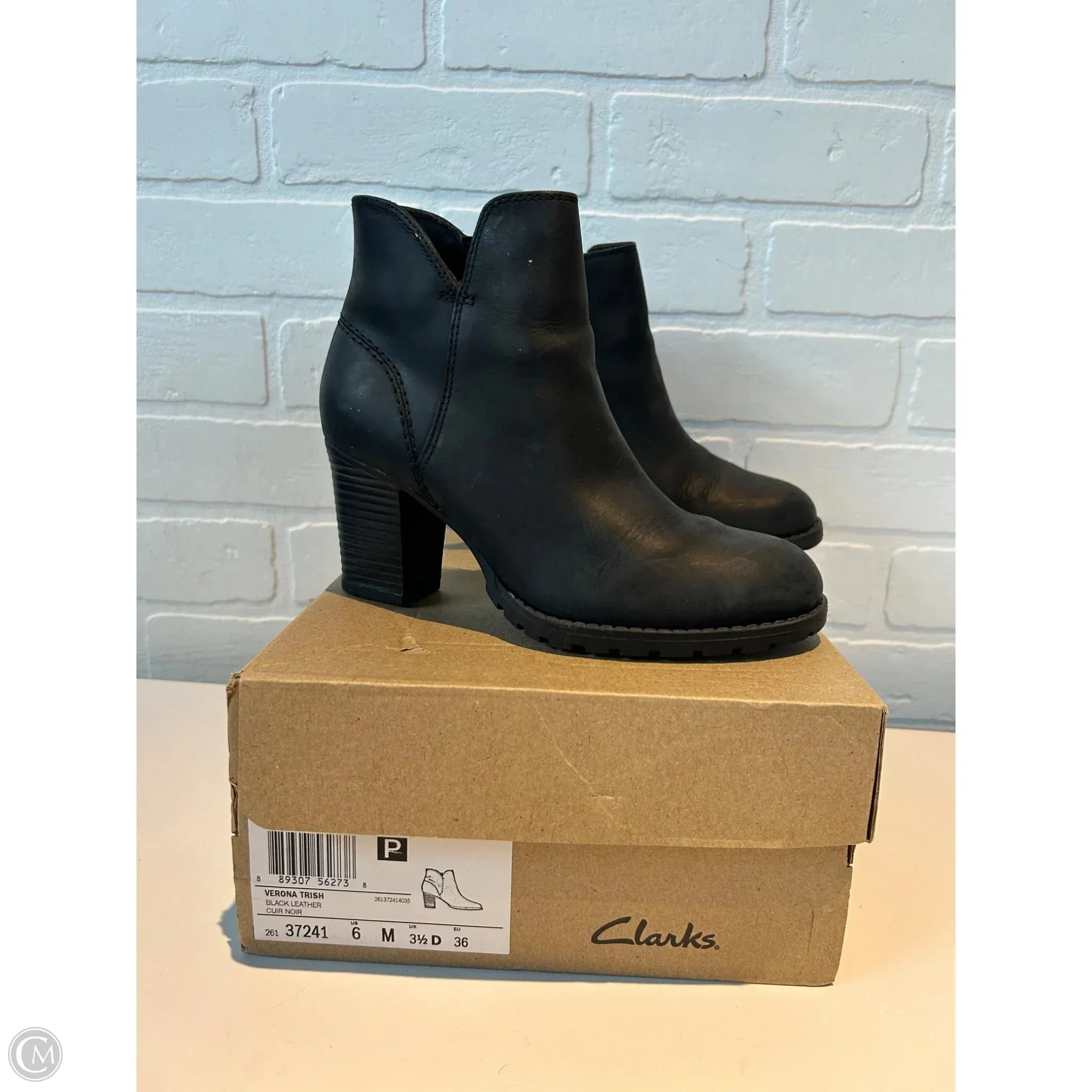 Boots Ankle Heels By Clarks In Black, Size: 6 clarks