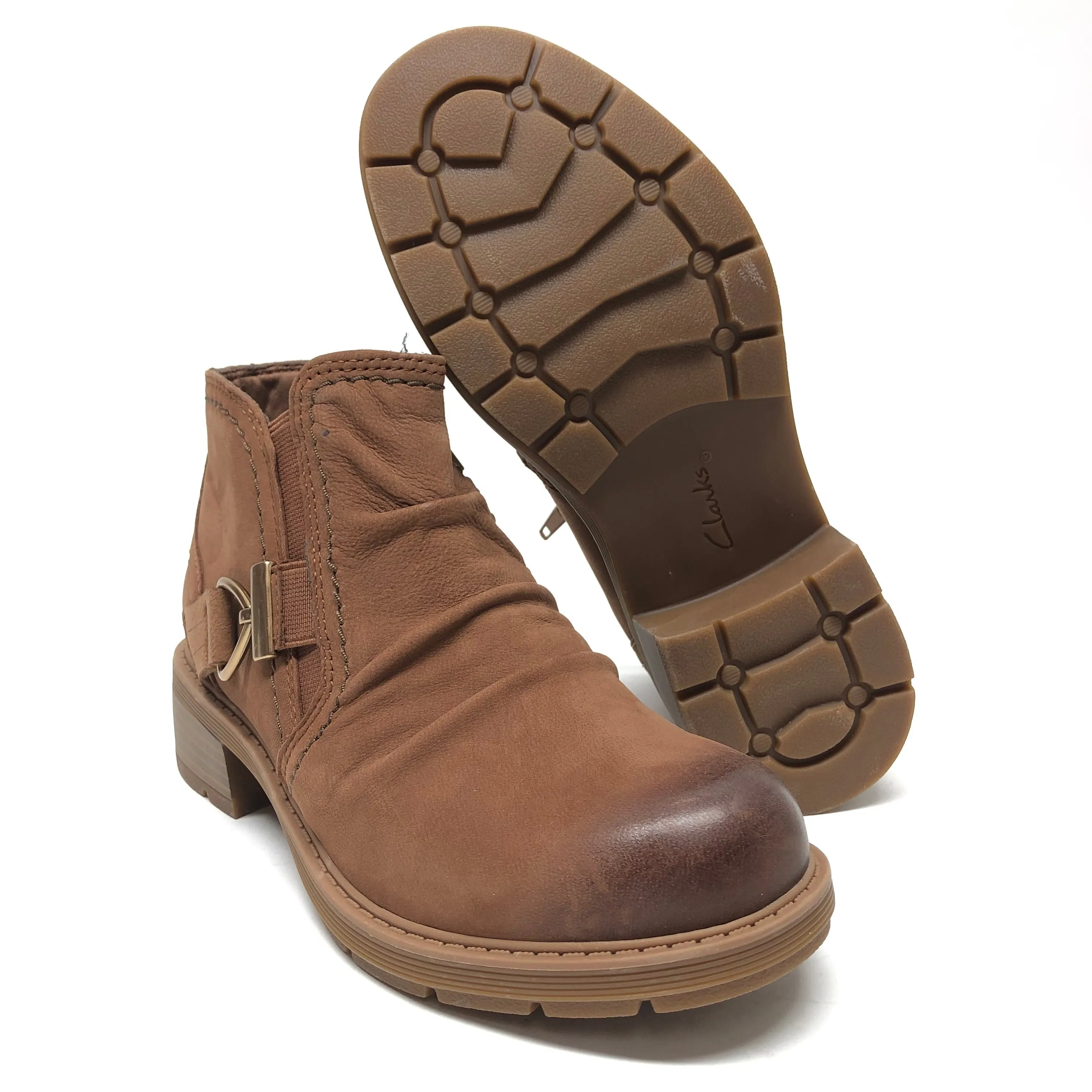 Boots Ankle Heels By Clarks In Brown, Size: 6 clarks