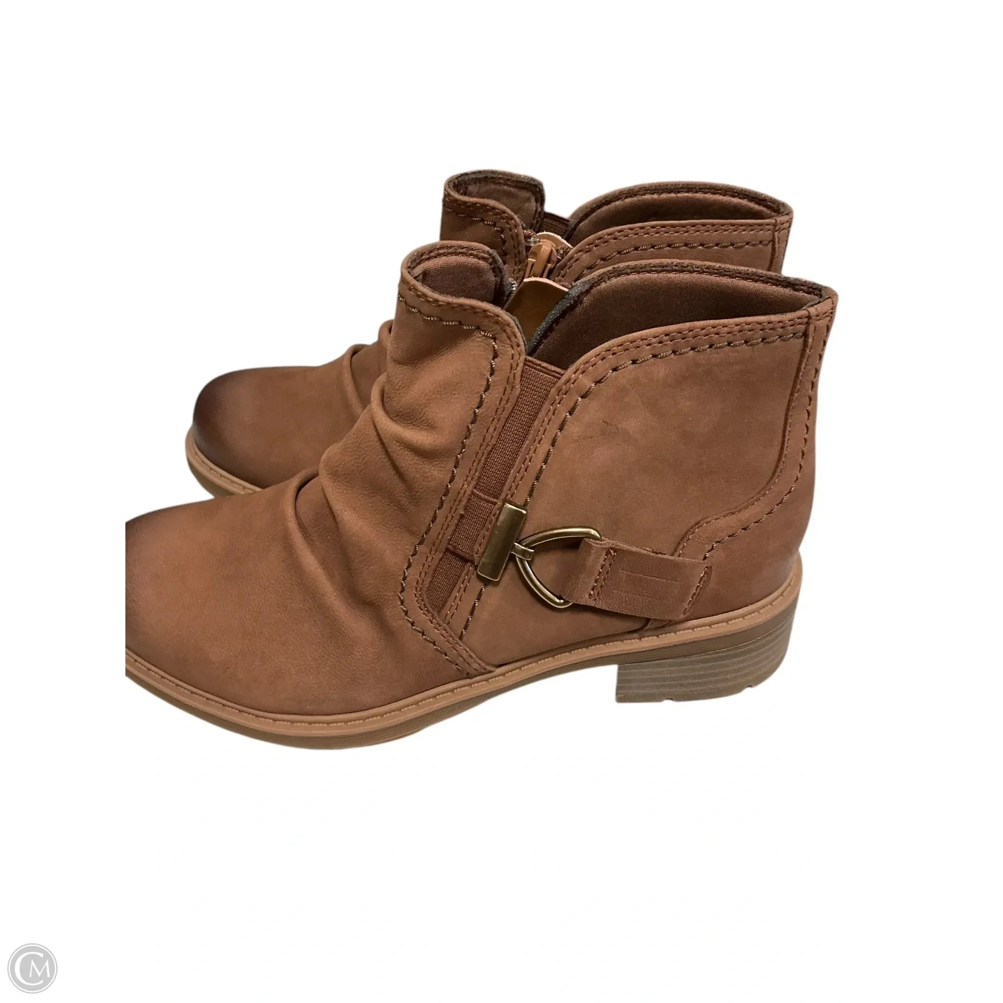Boots Ankle Heels By Clarks In Brown, Size: 7.5 clarks