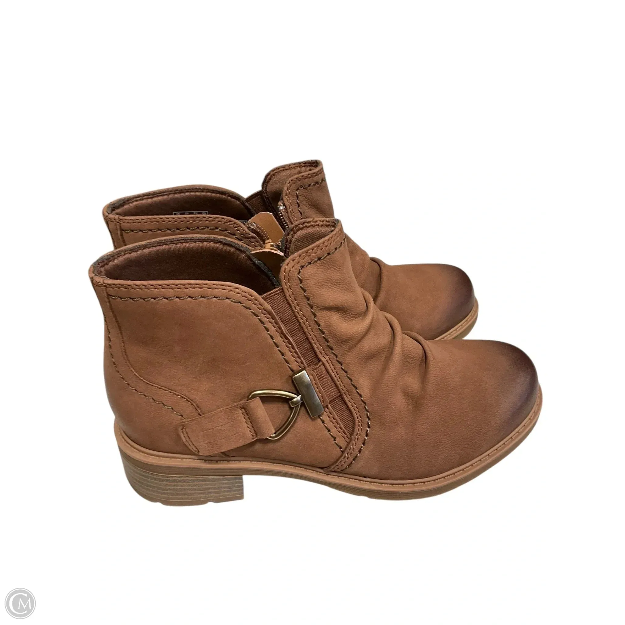 Boots Ankle Heels By Clarks In Brown, Size: 7.5 clarks