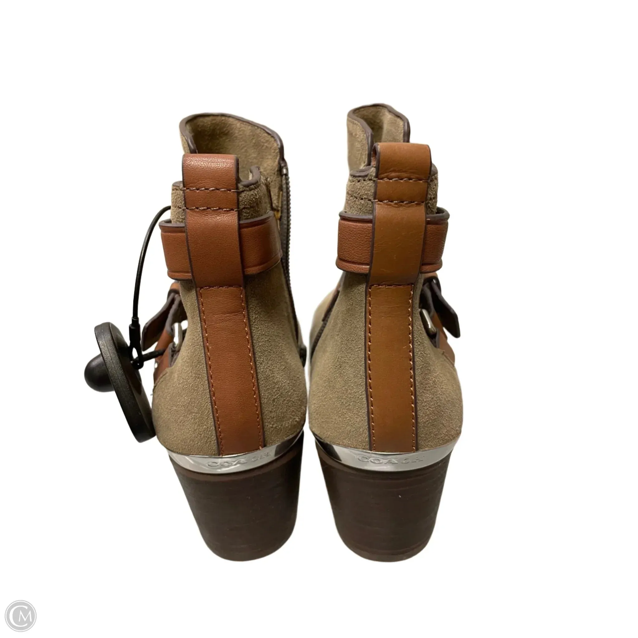 Boots Designer By Coach In Taupe, Size: 7.5