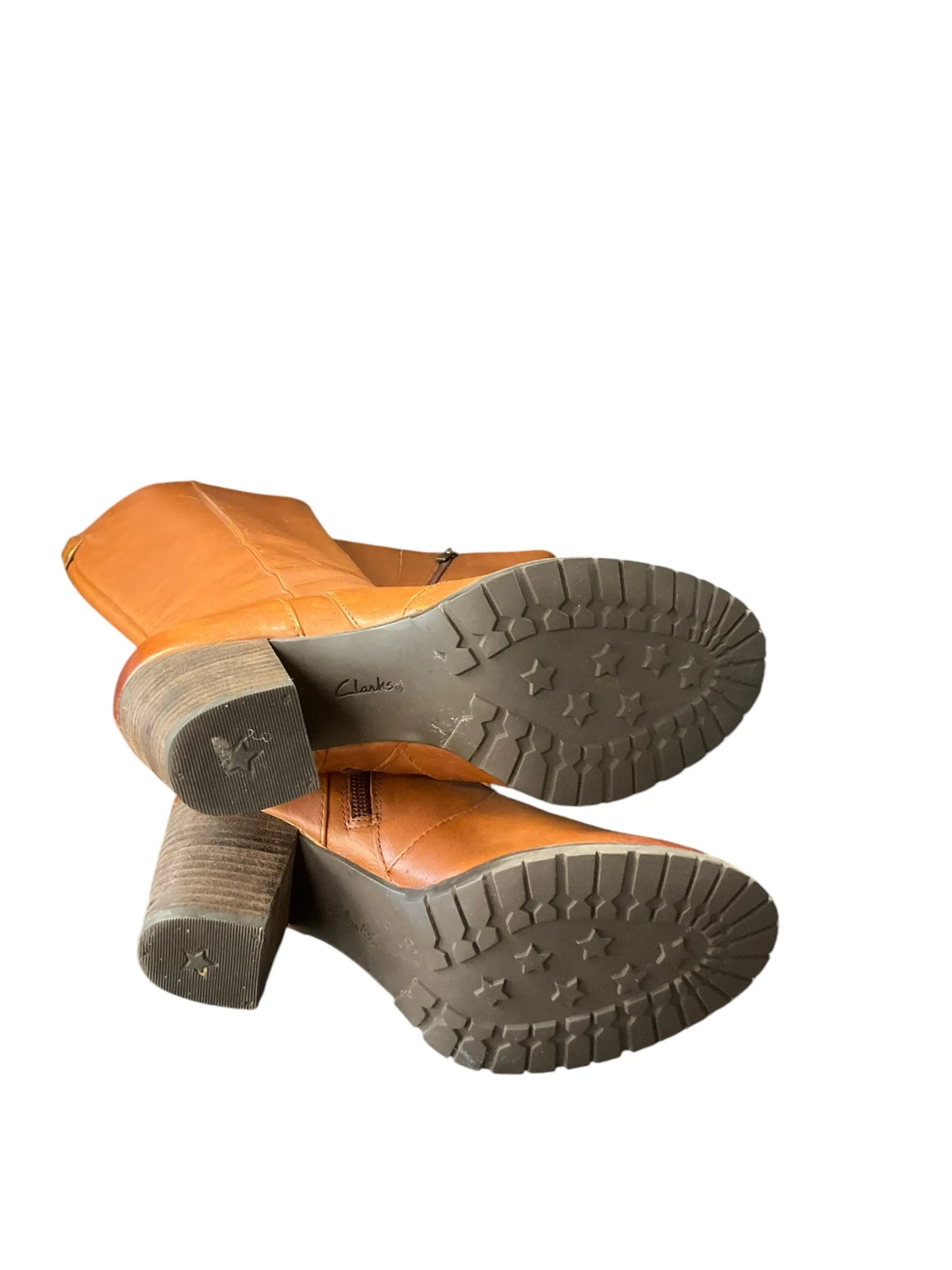 Boots Knee Heels By Clarks In Brown, Size: 6.5 clarks