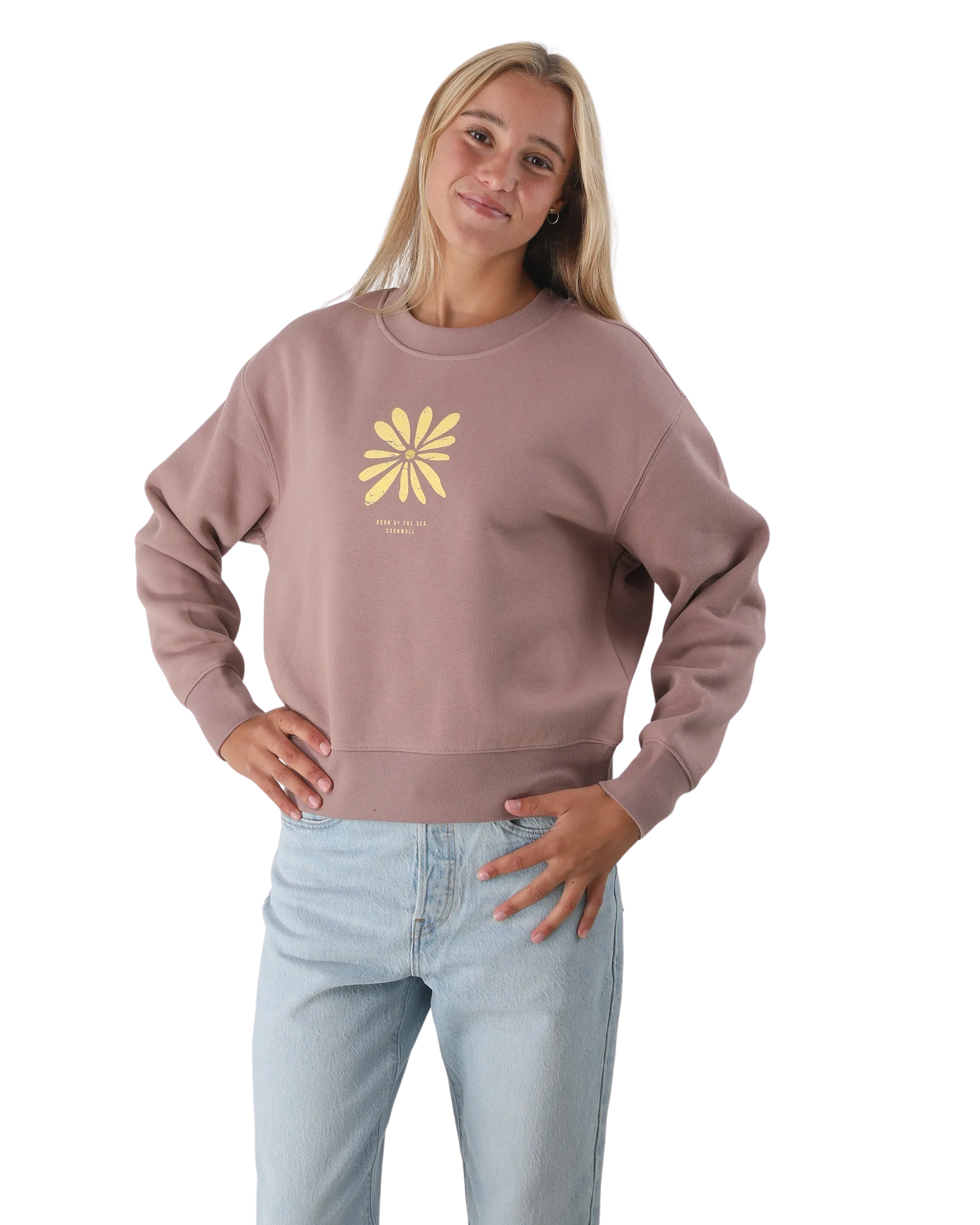 Born by the Sea Daisy Sweatshirt in Hazy Pink