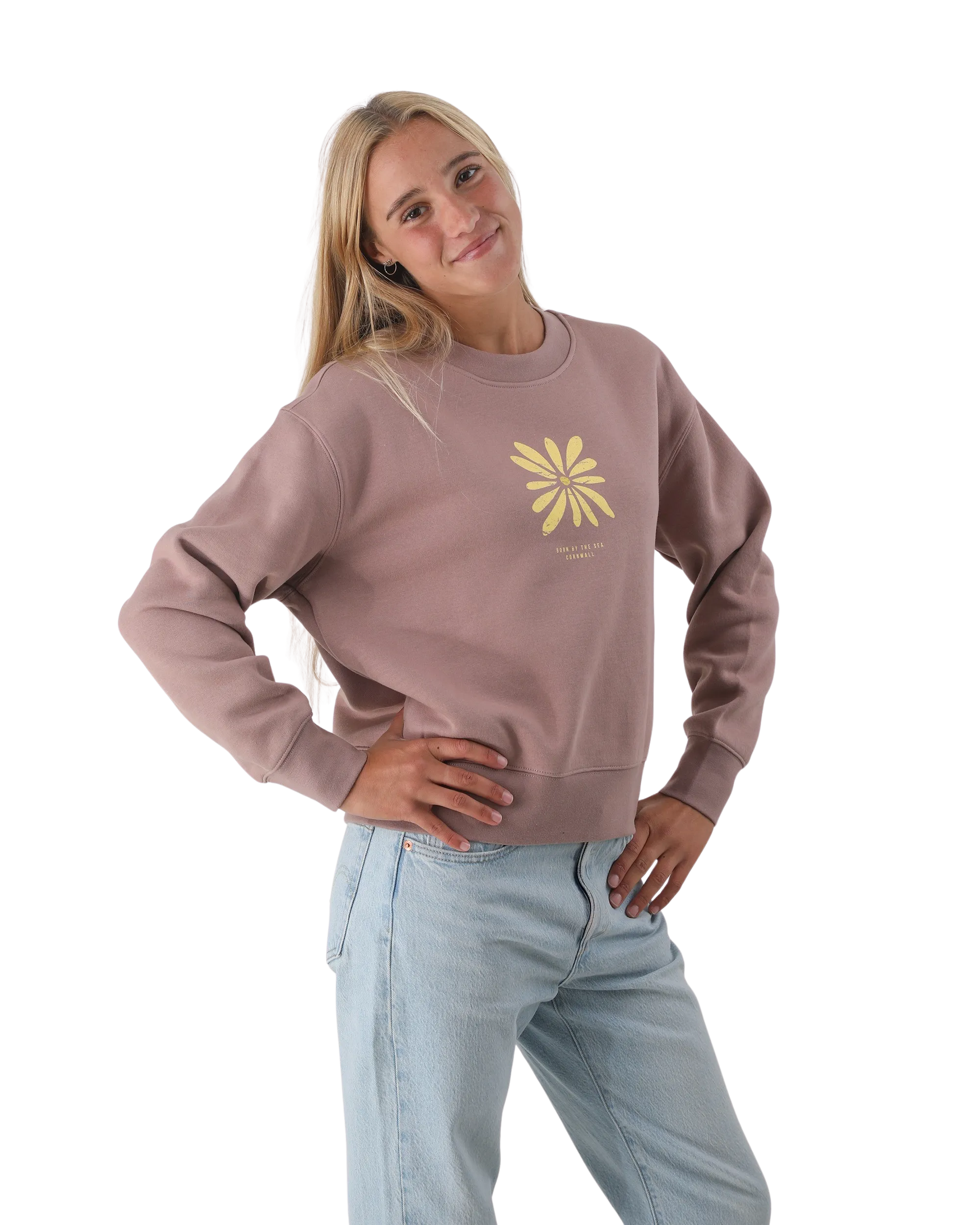 Born by the Sea Daisy Sweatshirt in Hazy Pink