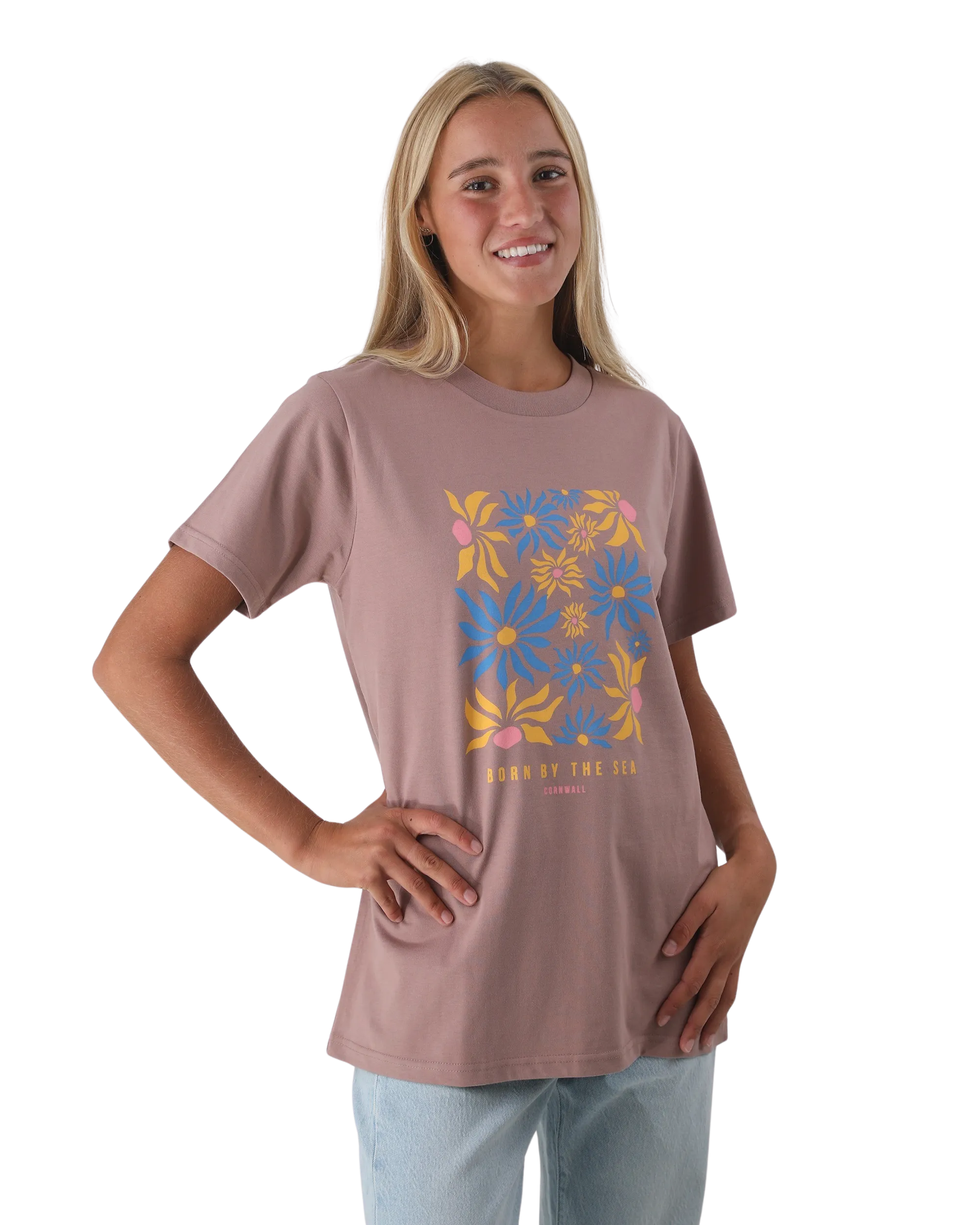 Born by the Sea Flower Market T-Shirt in Hazy Pink