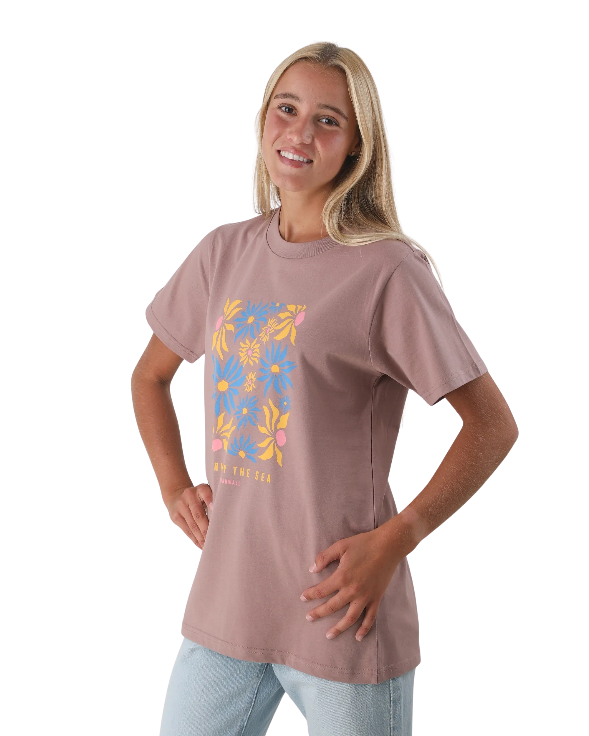 Born by the Sea Flower Market T-Shirt in Hazy Pink