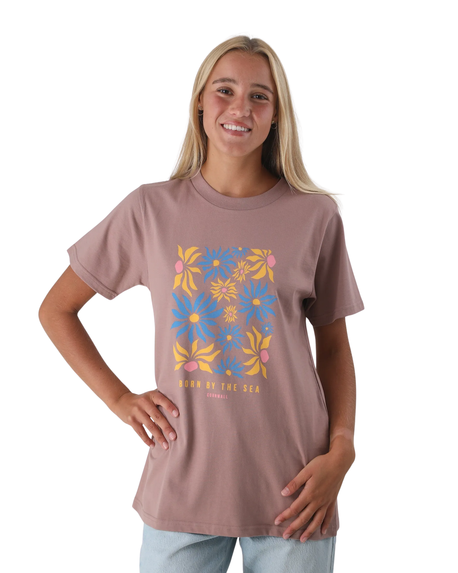 Born by the Sea Flower Market T-Shirt in Hazy Pink