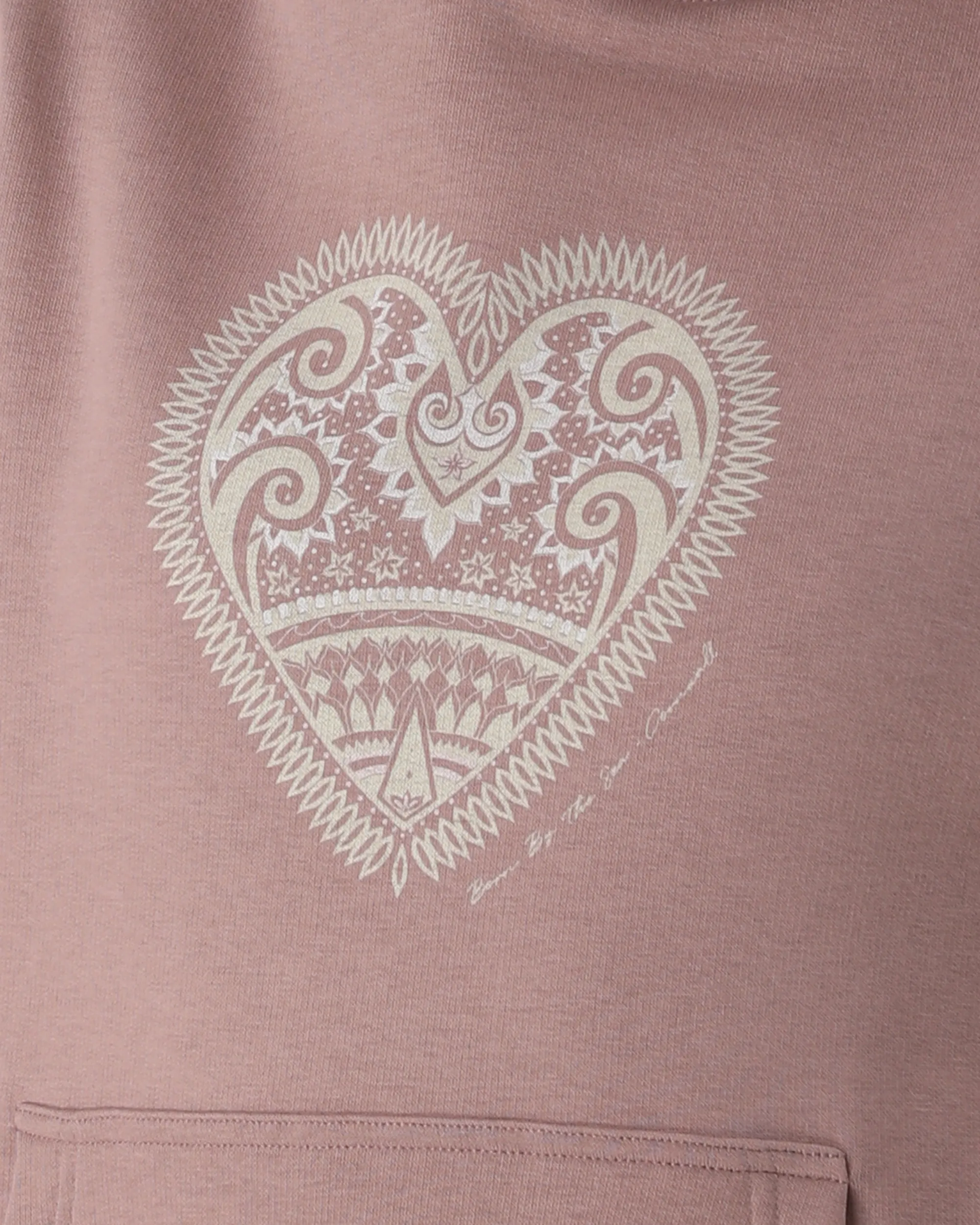 Born by the Sea Mandala Heart Hoodie in Hazy Pink