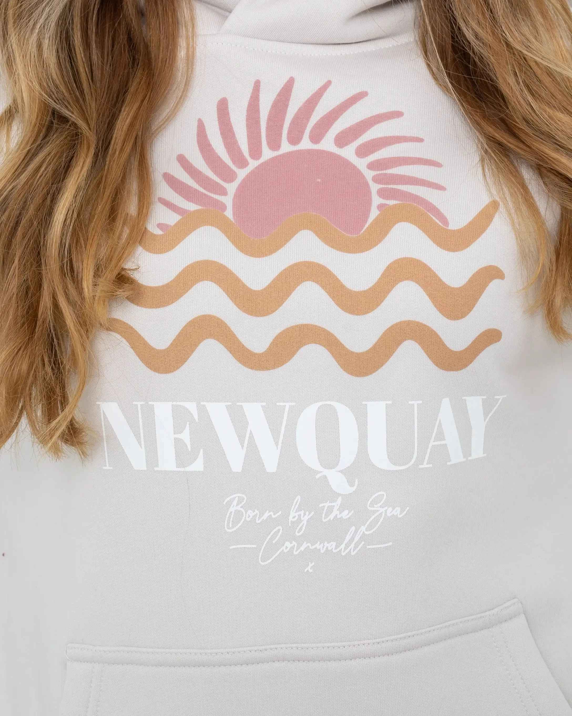 Born by the Sea Newquay Hoodie in Bone