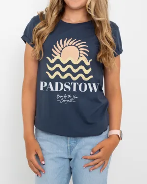 Born by the Sea Padstow T-Shirt in Denim Blue