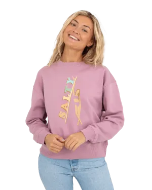 Born by the Sea Salty Surfer Sweatshirt in Purple Rose