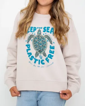 Born by the Sea Turtle Sweatshirt in Bone
