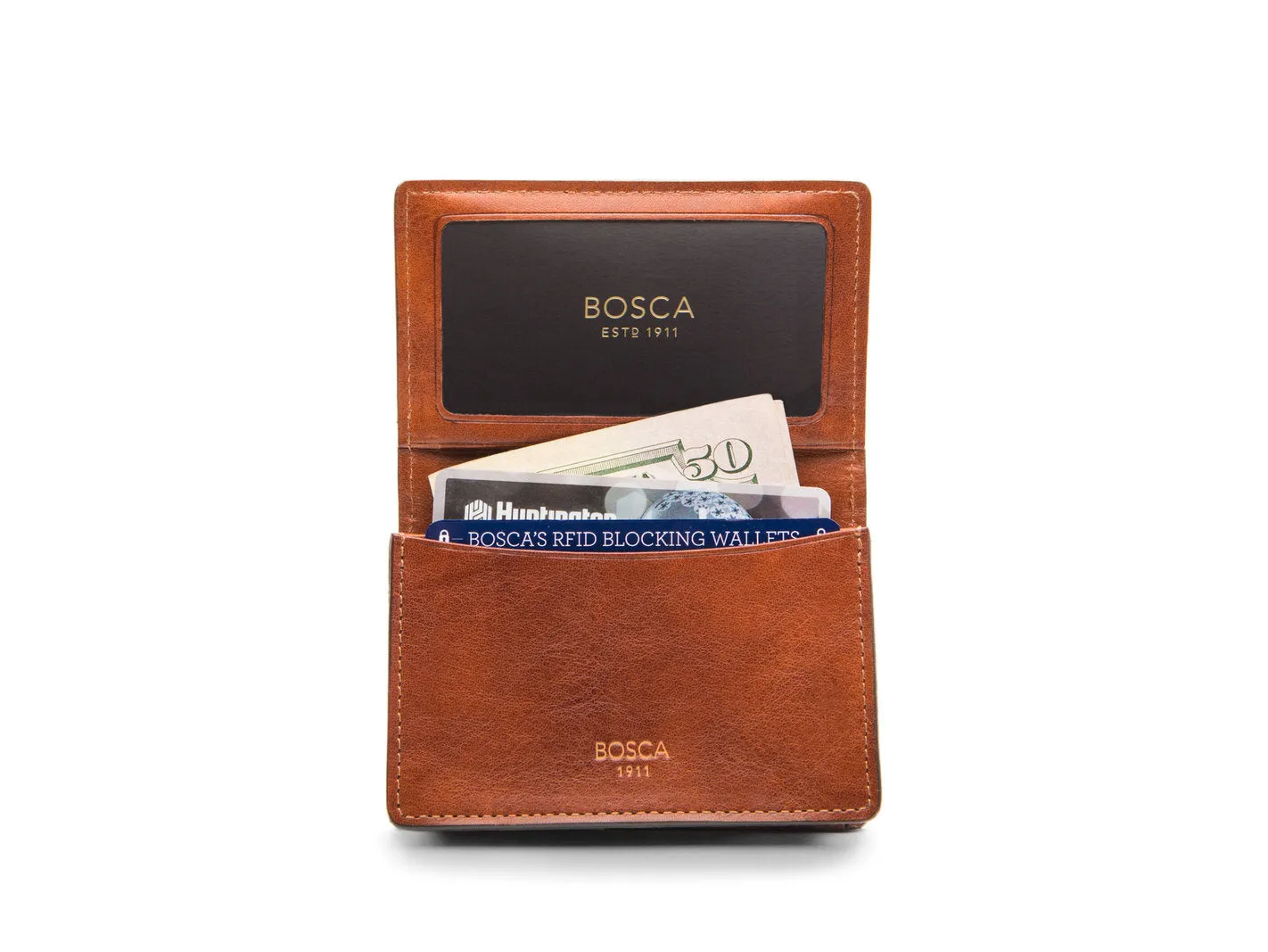 Bosca Mens Dolce Collection - Full Gusset Two-Pocket Card Case w/ I.D. Bags Bosca
