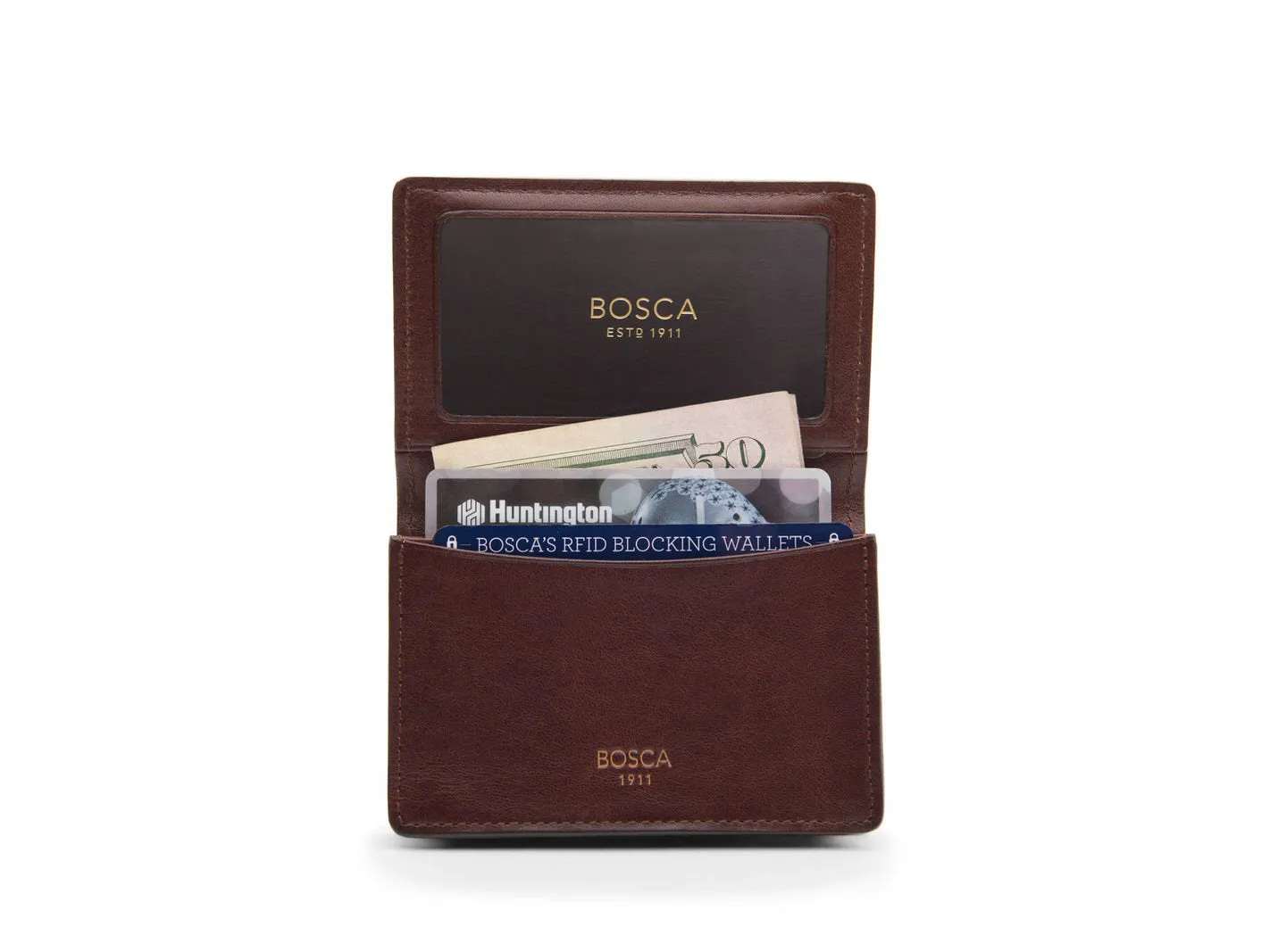 Bosca Mens Dolce Collection - Full Gusset Two-Pocket Card Case w/ I.D. Bags Bosca