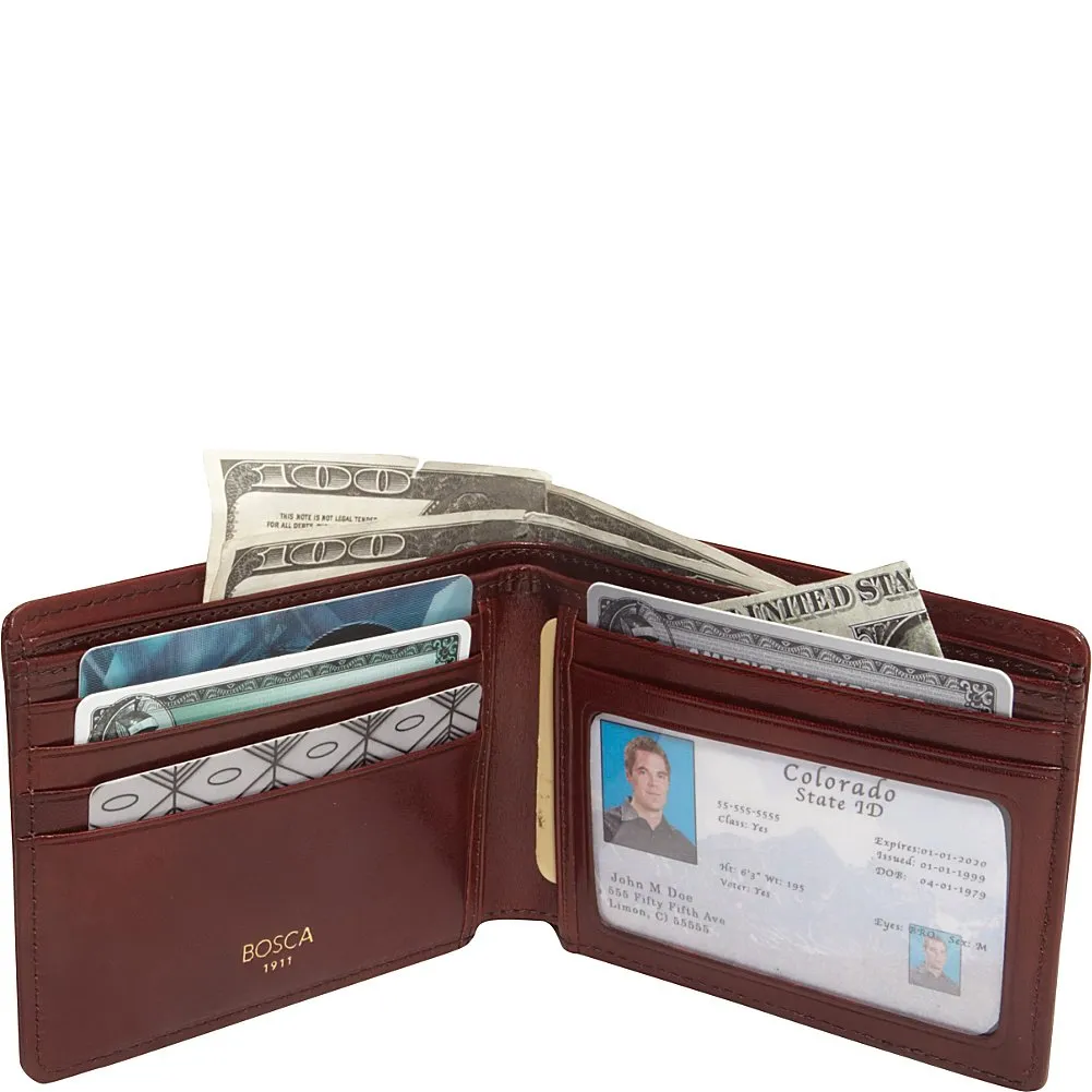 Bosca Men's Genuine Leather Bifold Executive ID Wallet Bags Bosca