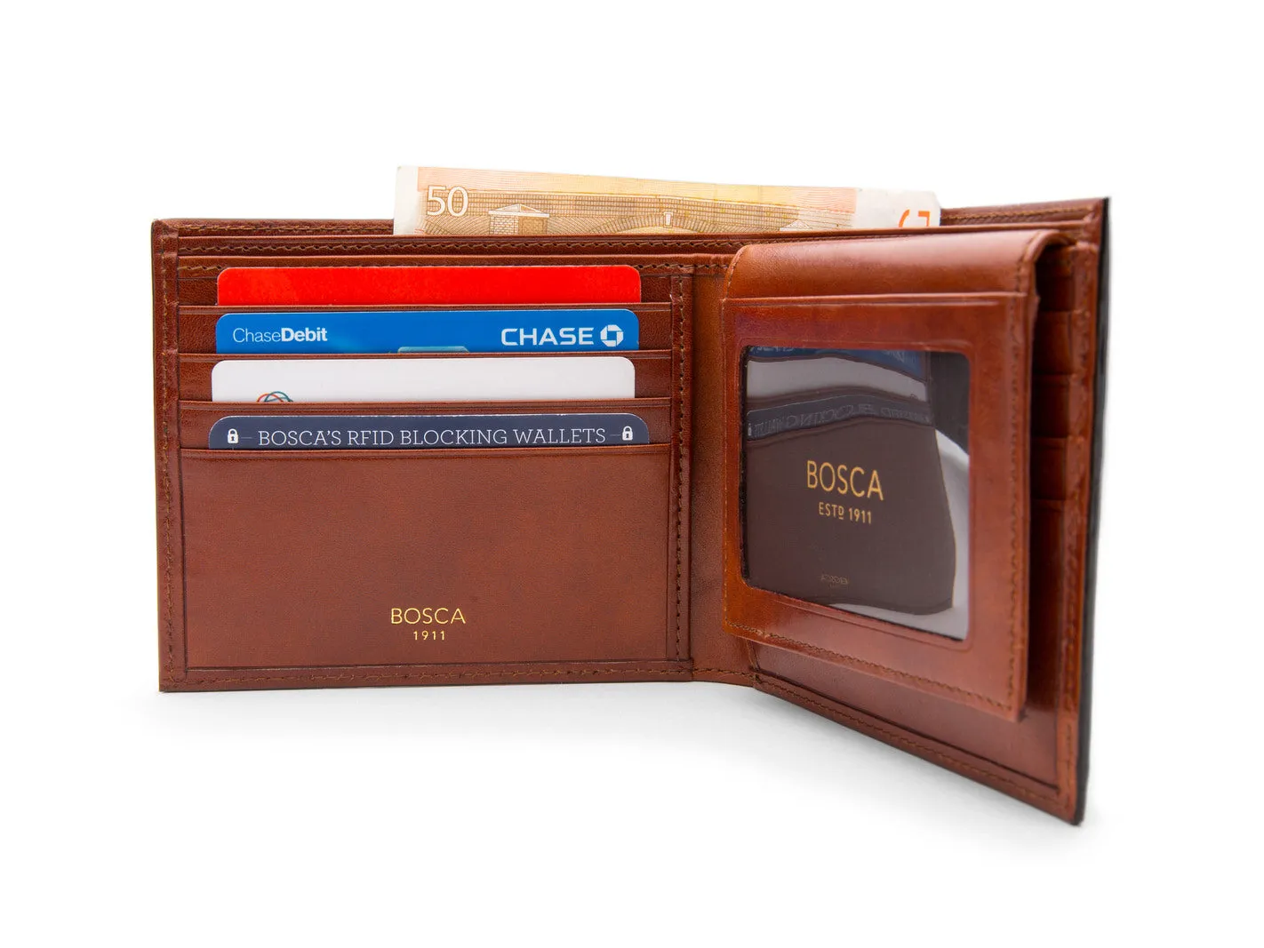 Bosca Men's Old Leather Collection - Credit Wallet w/ I.D. Passcase Bags Bosca