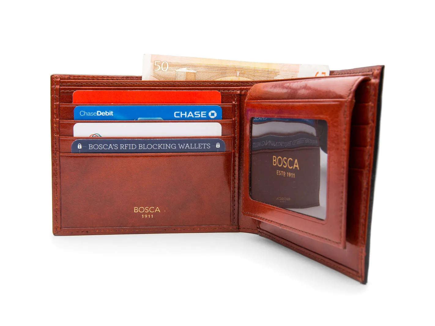 Bosca Men's Old Leather Collection - Credit Wallet w/ I.D. Passcase Bags Bosca