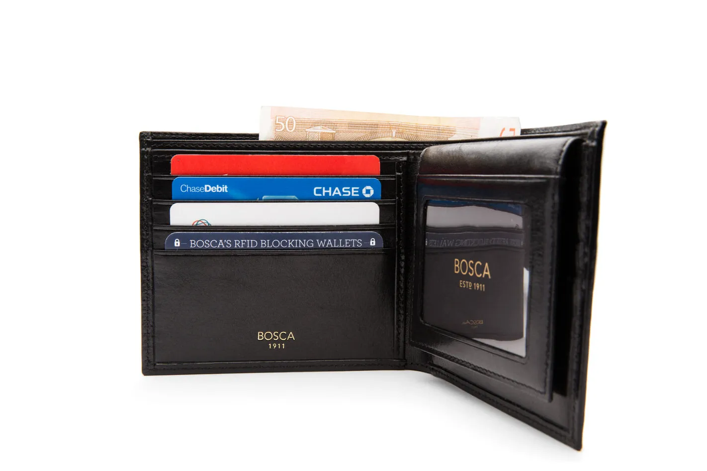 Bosca Men's Old Leather Collection - Credit Wallet w/ I.D. Passcase Bags Bosca