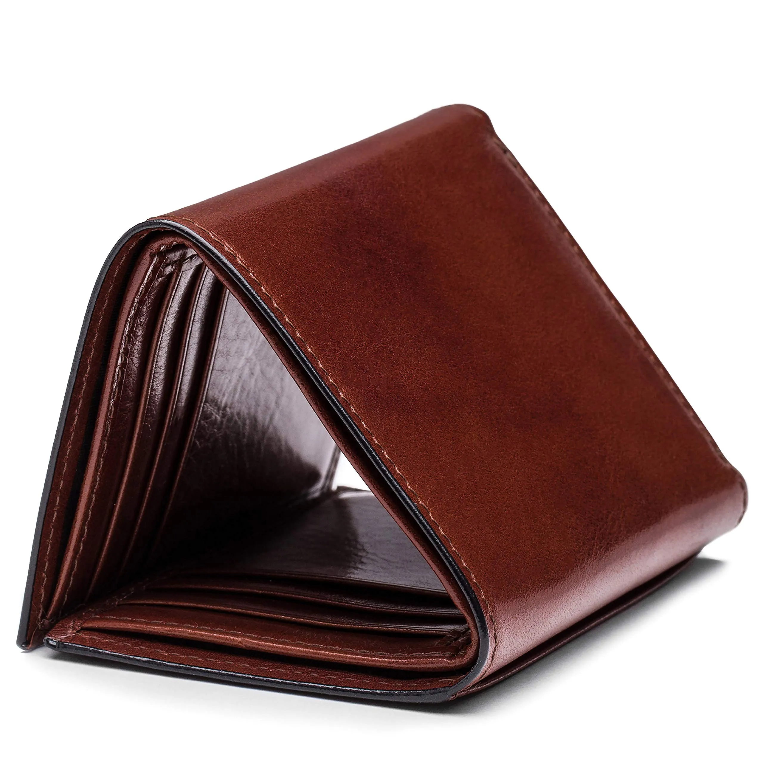 Bosca Mens Old Leather Collection Double ID Trifold Wallet Bags Bosca
