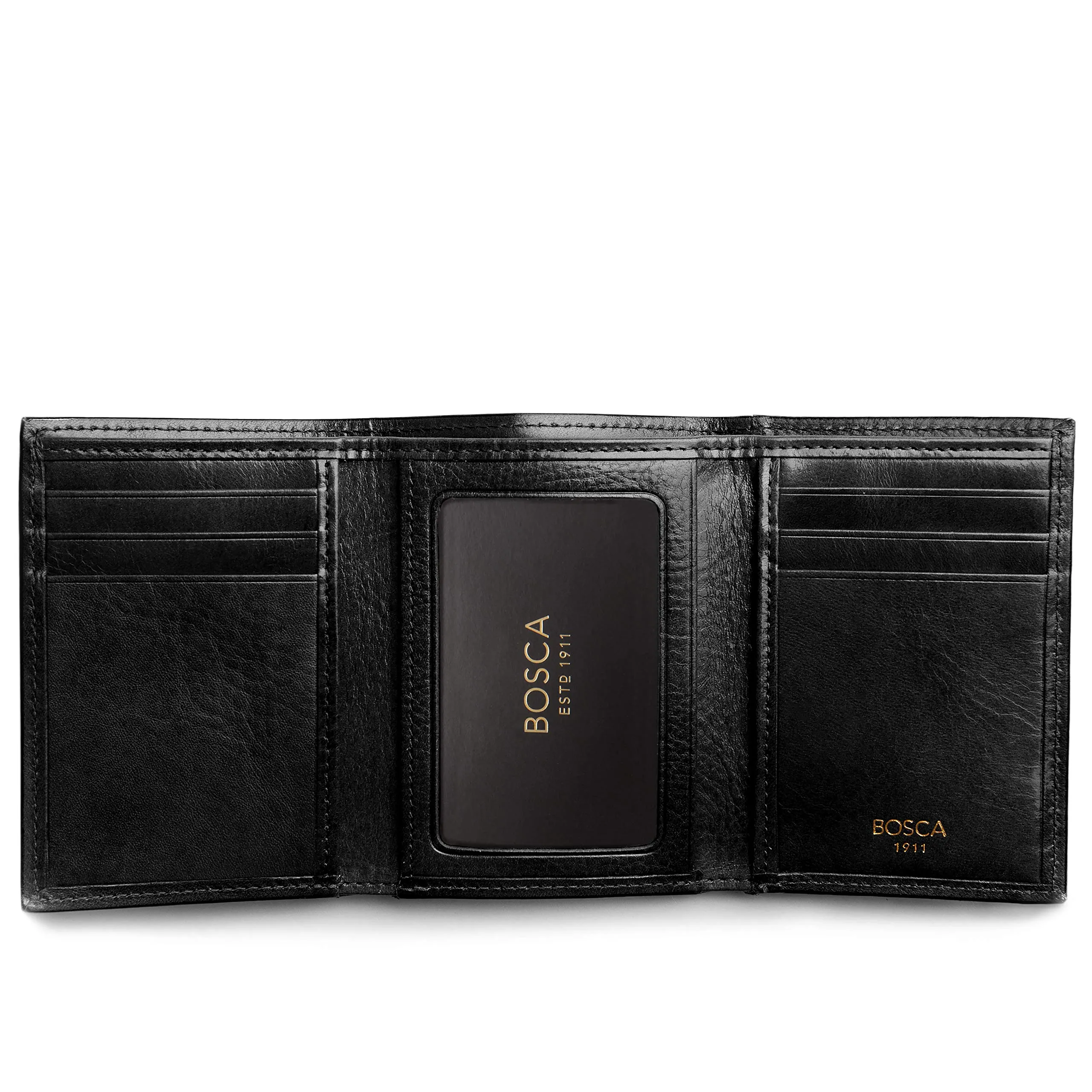 Bosca Mens Old Leather Collection Double ID Trifold Wallet Bags Bosca