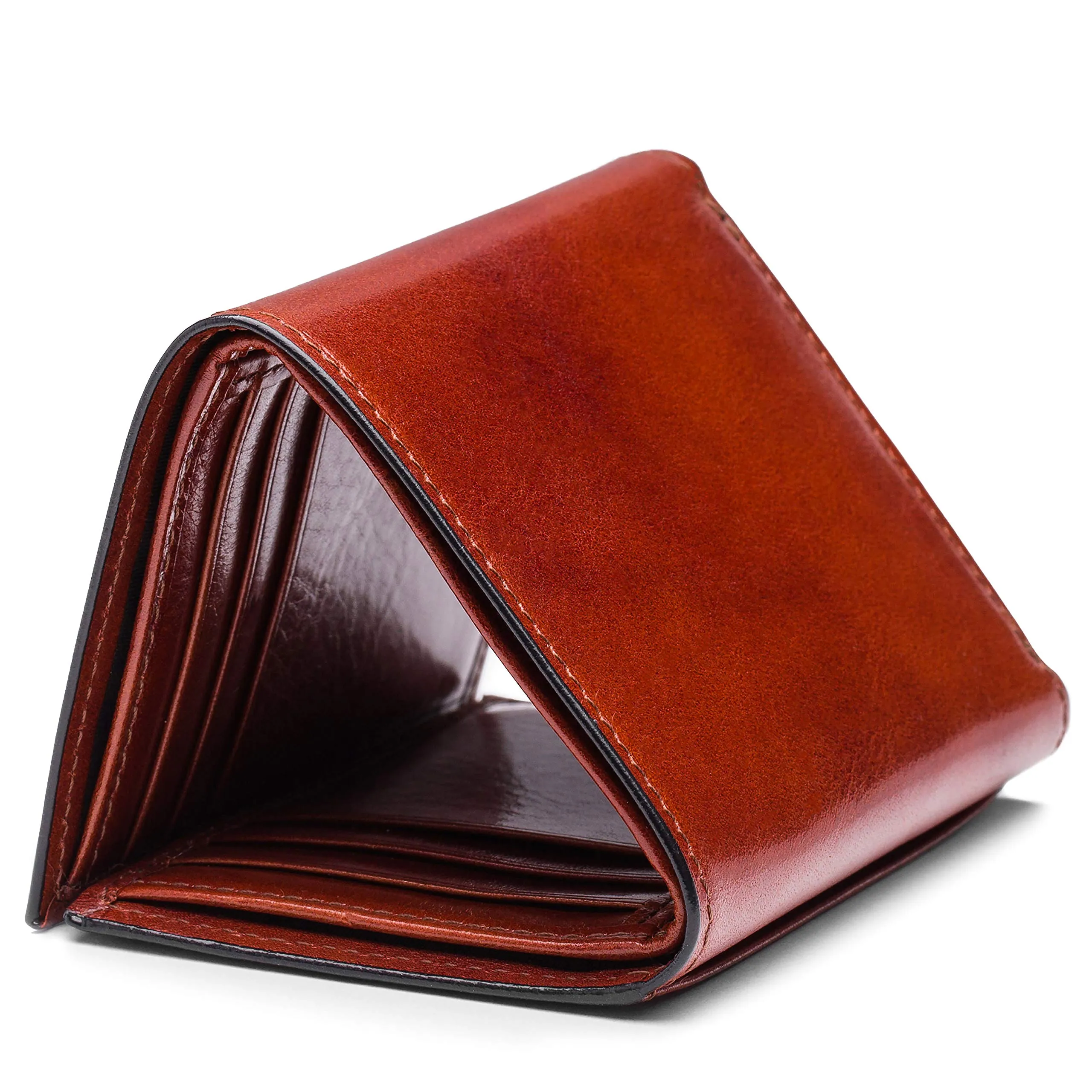 Bosca Mens Old Leather Collection Double ID Trifold Wallet Bags Bosca