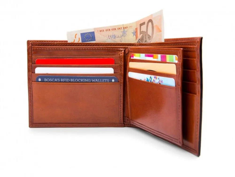 Bosca Men's Old Leather Collection - Eight-Pocket Deluxe Executive Wallet w/ Passcase Bags Bosca