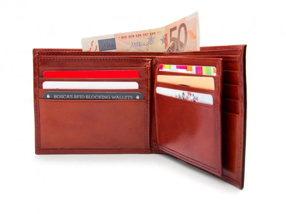 Bosca Men's Old Leather Collection - Eight-Pocket Deluxe Executive Wallet w/ Passcase Bags Bosca