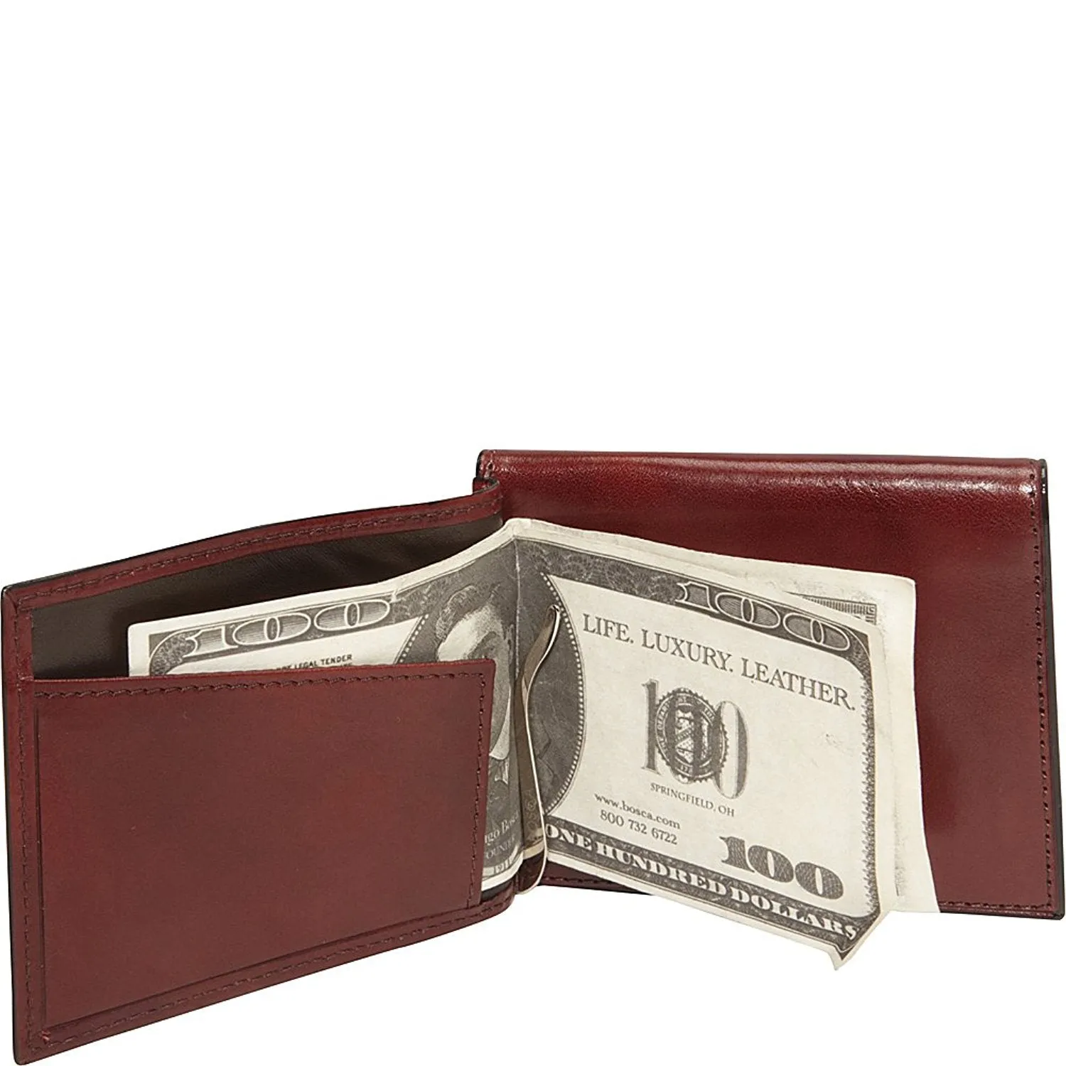 Bosca Old Leather Money Clip w/Outside Pocket Bags Bosca