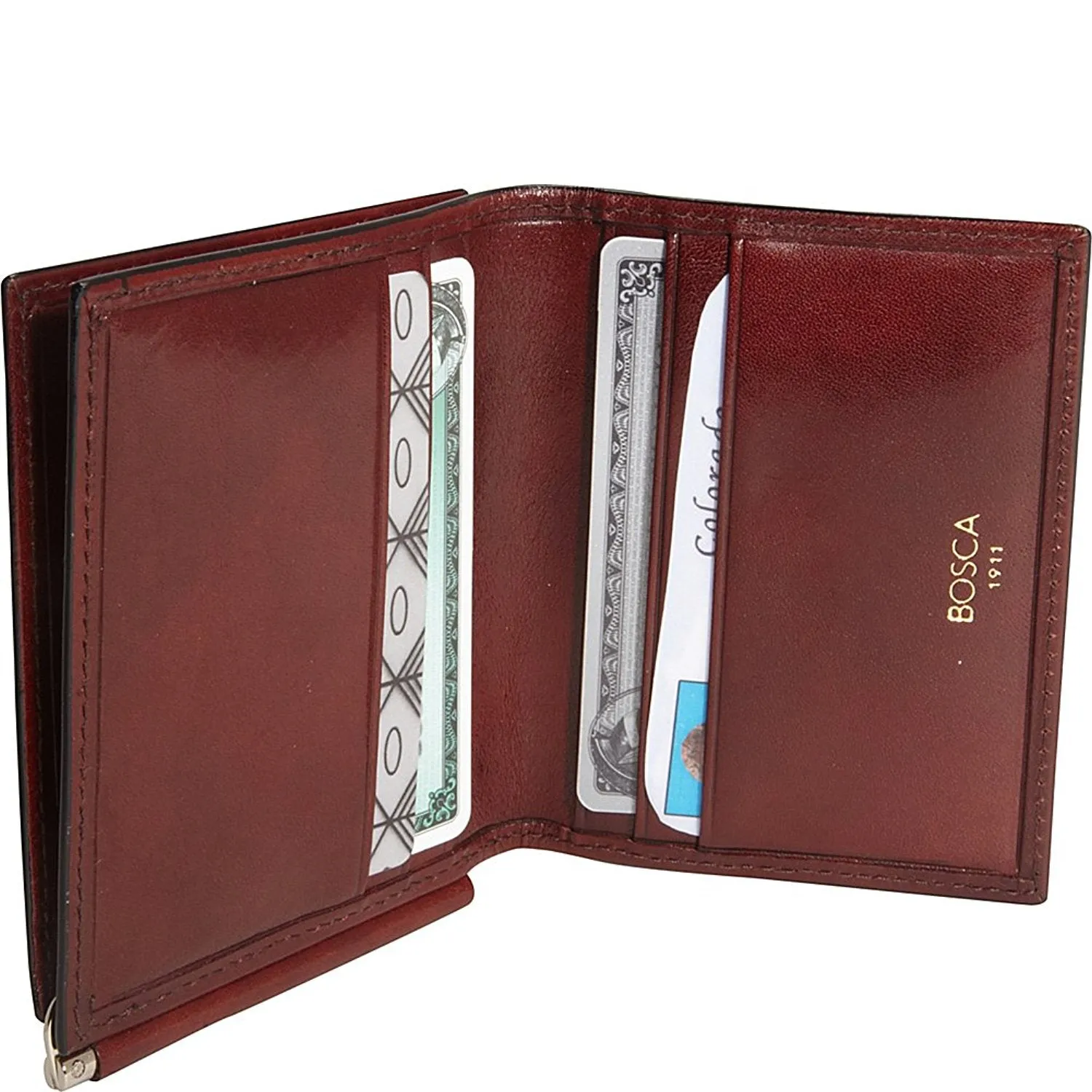 Bosca Old Leather Money Clip w/Outside Pocket Bags Bosca