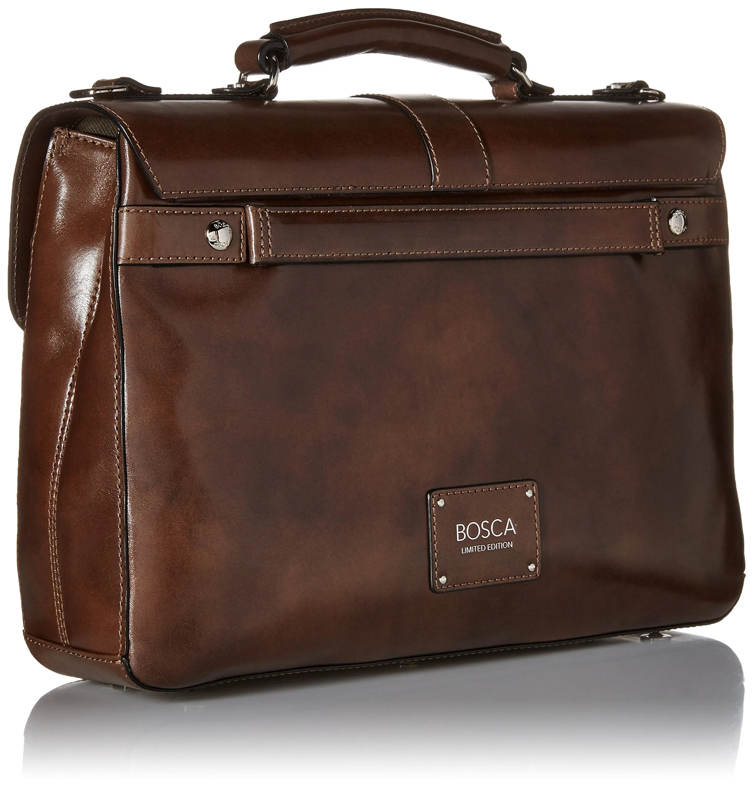 Bosca Old Leather Single Gusset Flapover Brief Bags Bosca