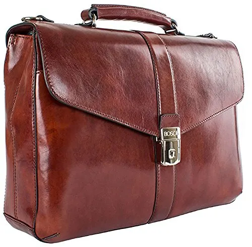 Bosca Old Leather Single Gusset Flapover Brief Bags Bosca