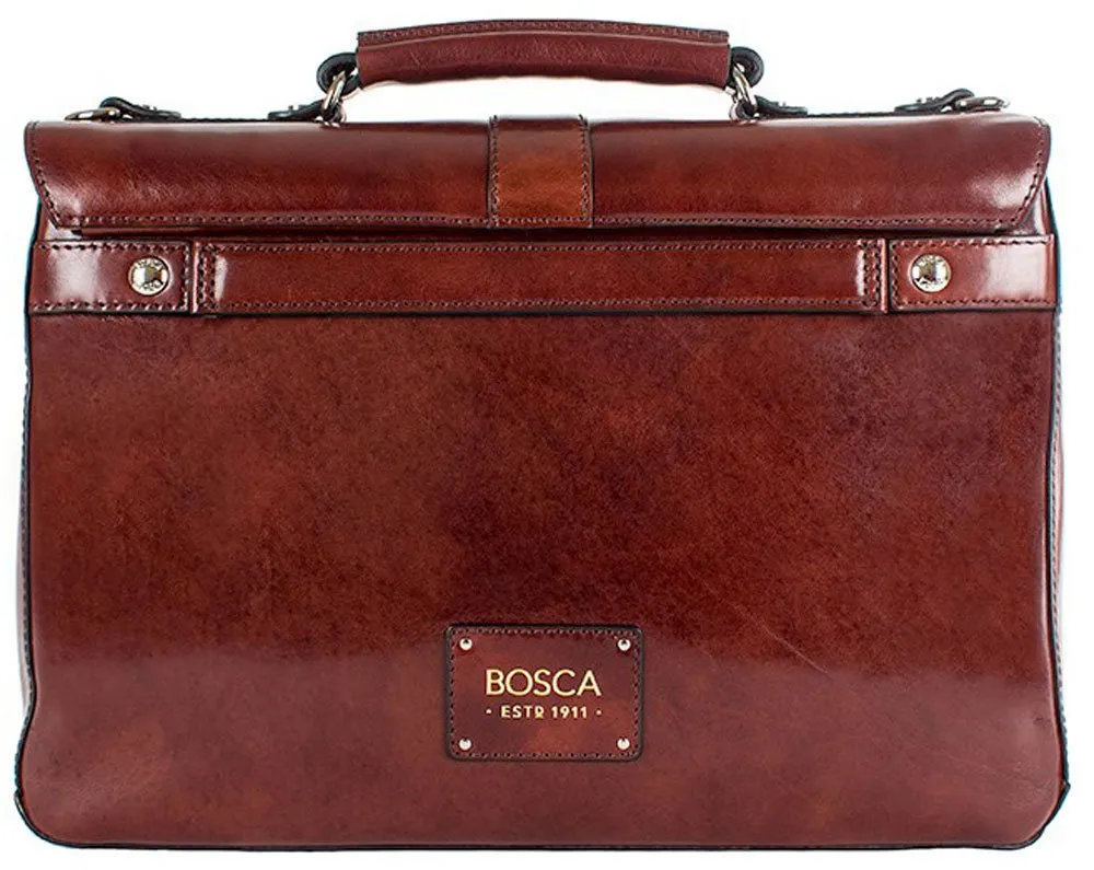Bosca Old Leather Single Gusset Flapover Brief Bags Bosca