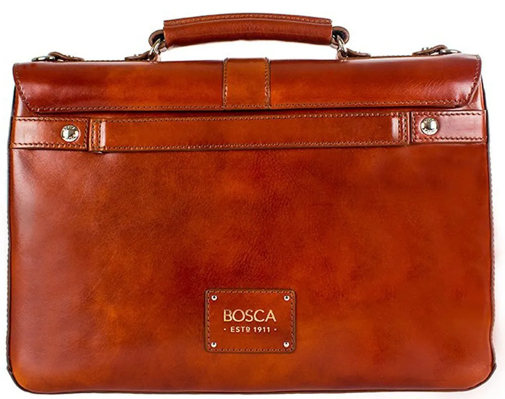 Bosca Old Leather Single Gusset Flapover Brief Bags Bosca