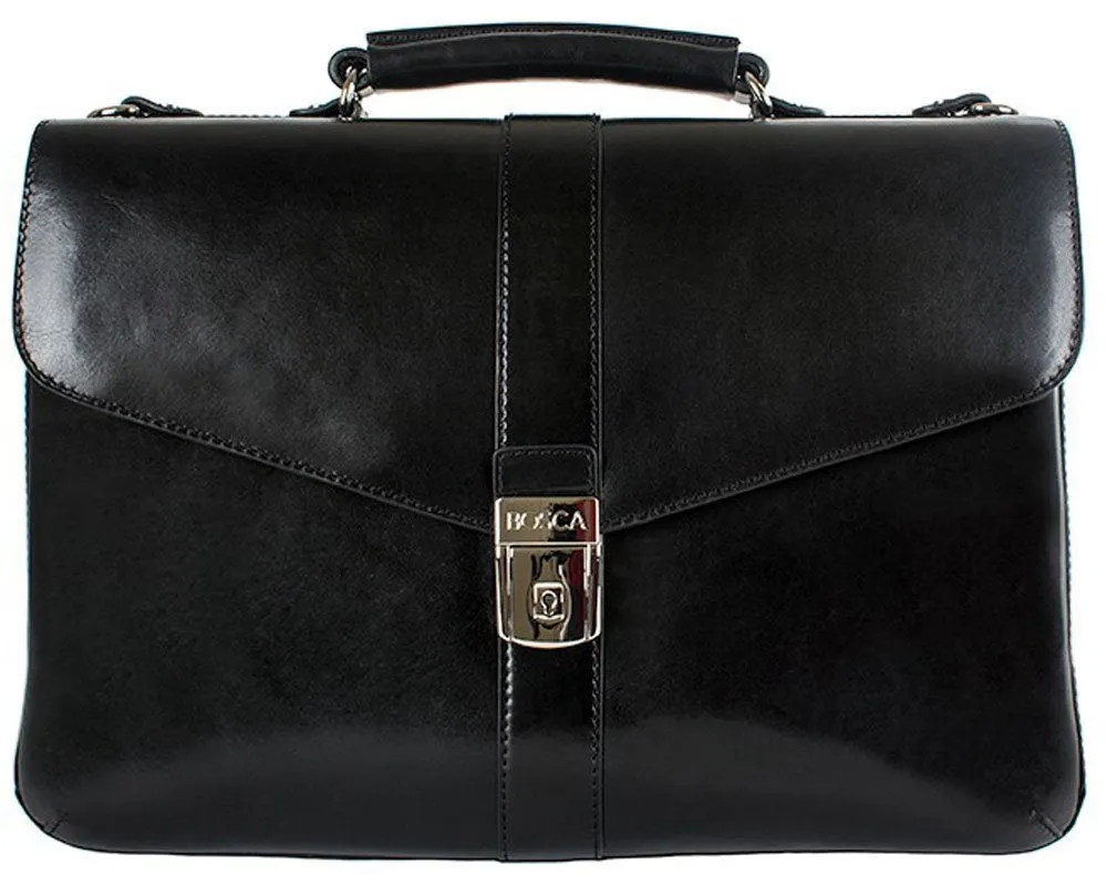 Bosca Old Leather Single Gusset Flapover Brief Bags Bosca