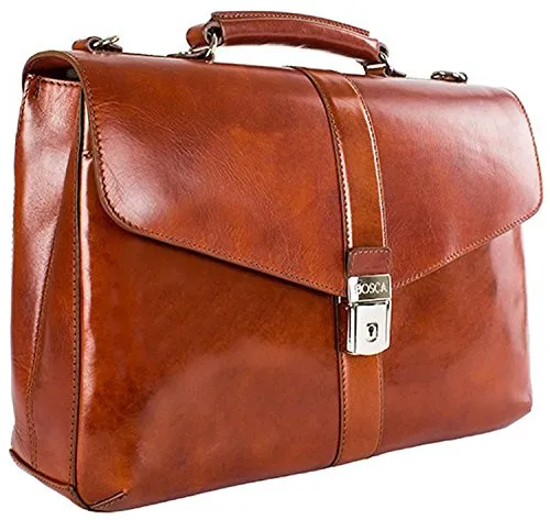 Bosca Old Leather Single Gusset Flapover Brief Bags Bosca