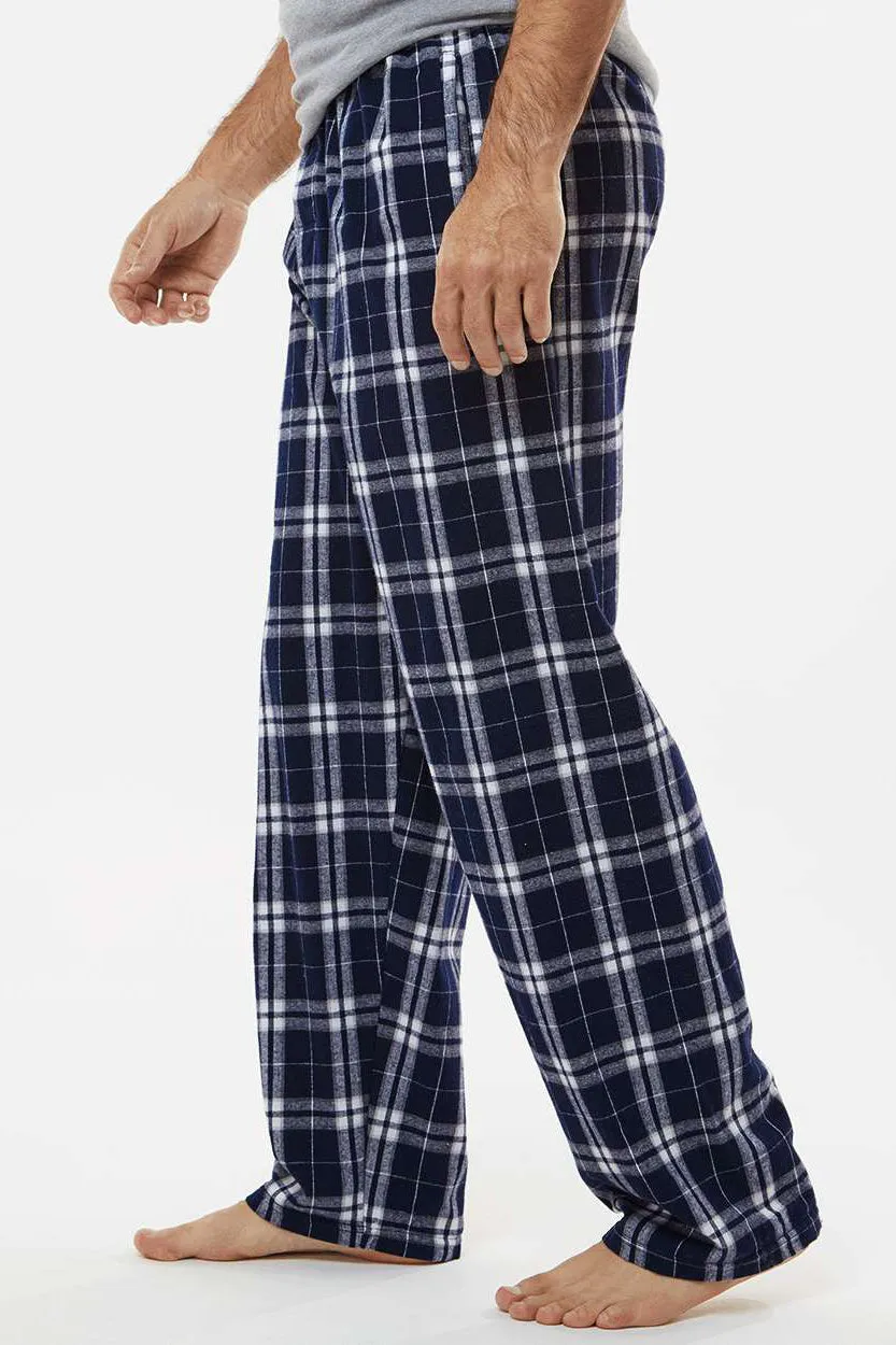 Boxercraft Mens Harley Flannel Pants w/ Pockets - Navy Blue/Silver Grey Clothing Boxercraft