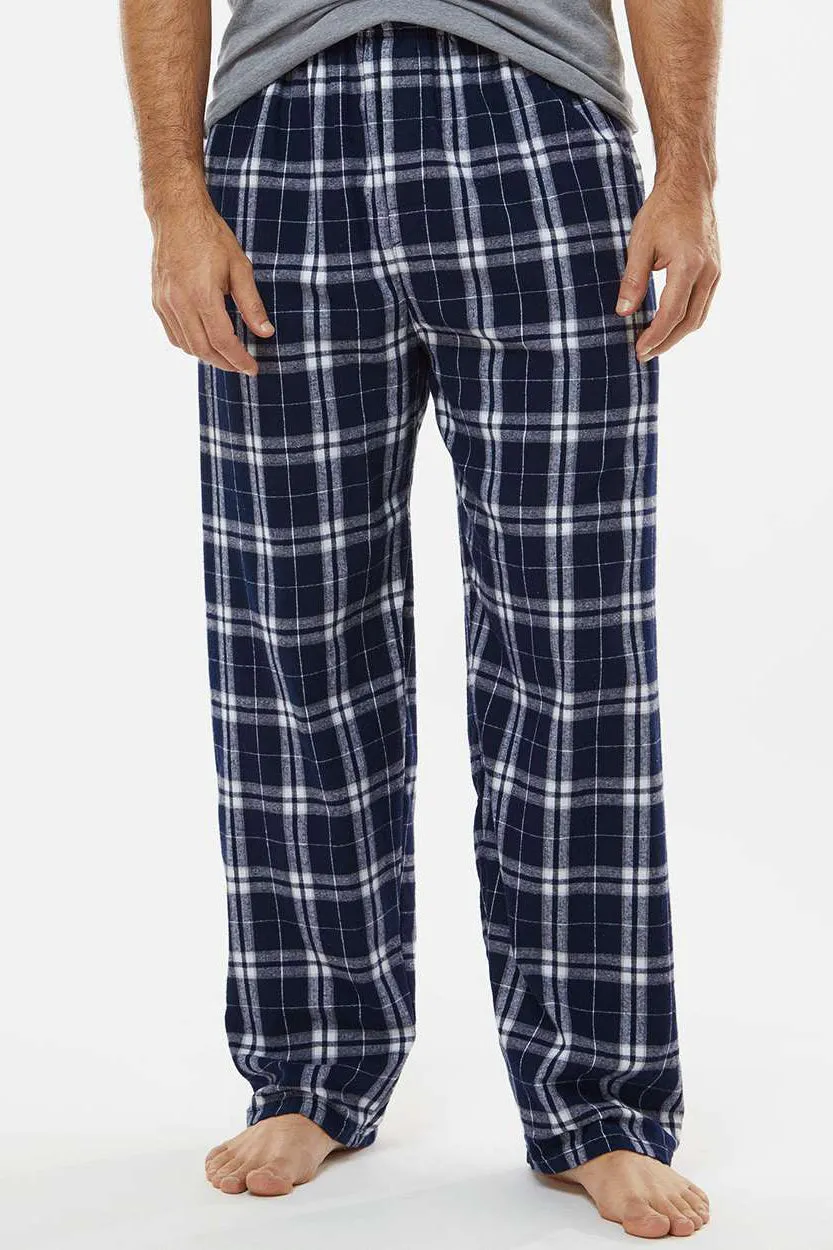 Boxercraft Mens Harley Flannel Pants w/ Pockets - Navy Blue/Silver Grey Clothing Boxercraft